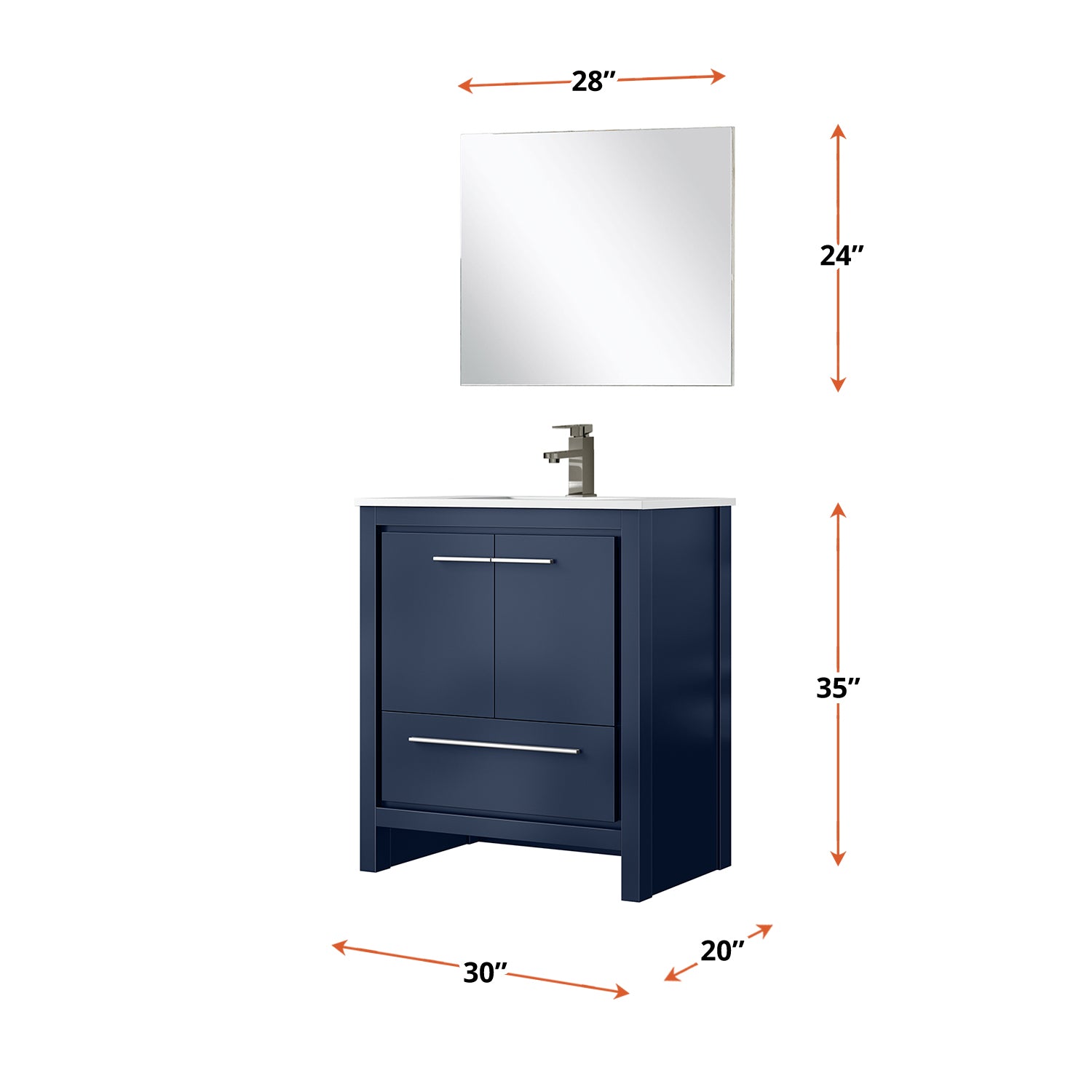 Lafarre 30 in W x 20 in D Navy Blue Bath Vanity