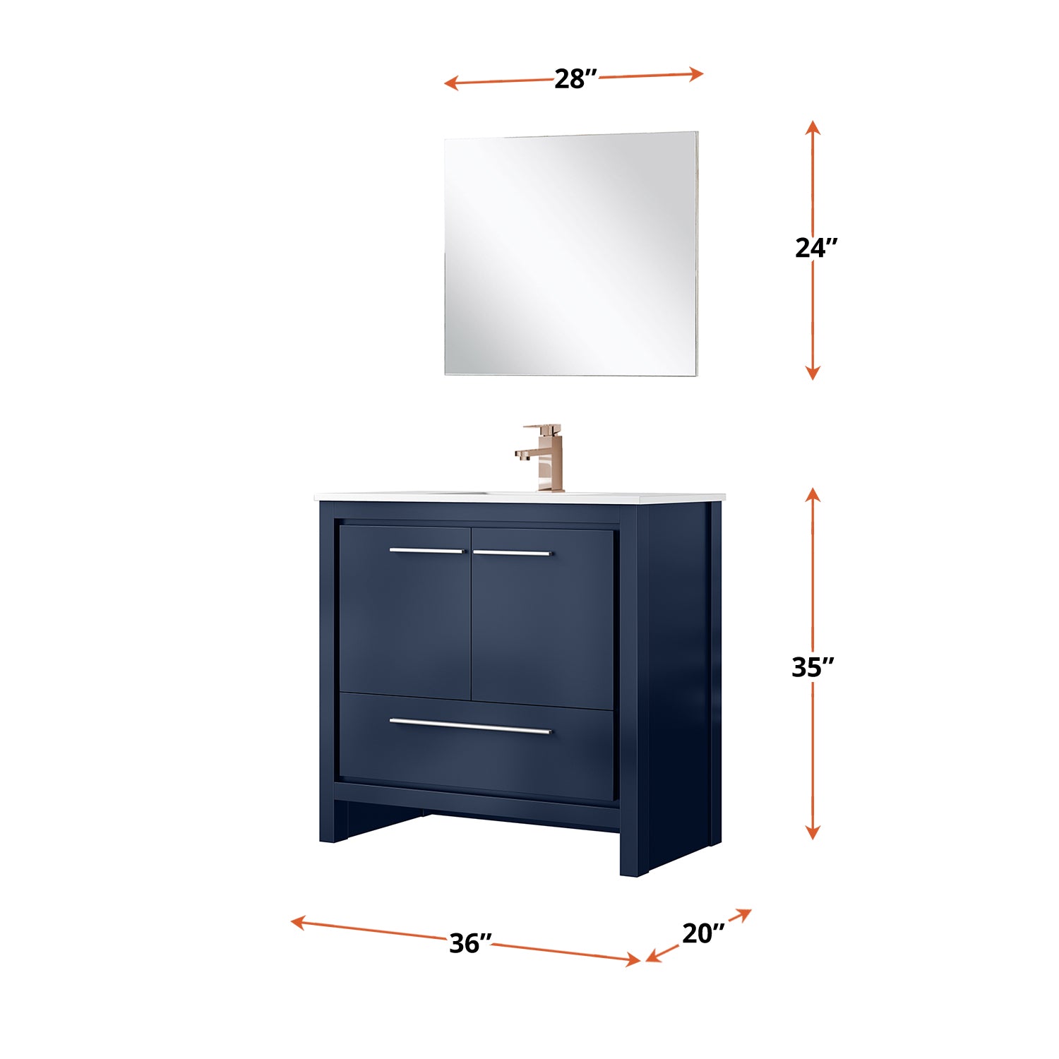 Lafarre 36 in W x 20 in D Navy Blue Bath Vanity