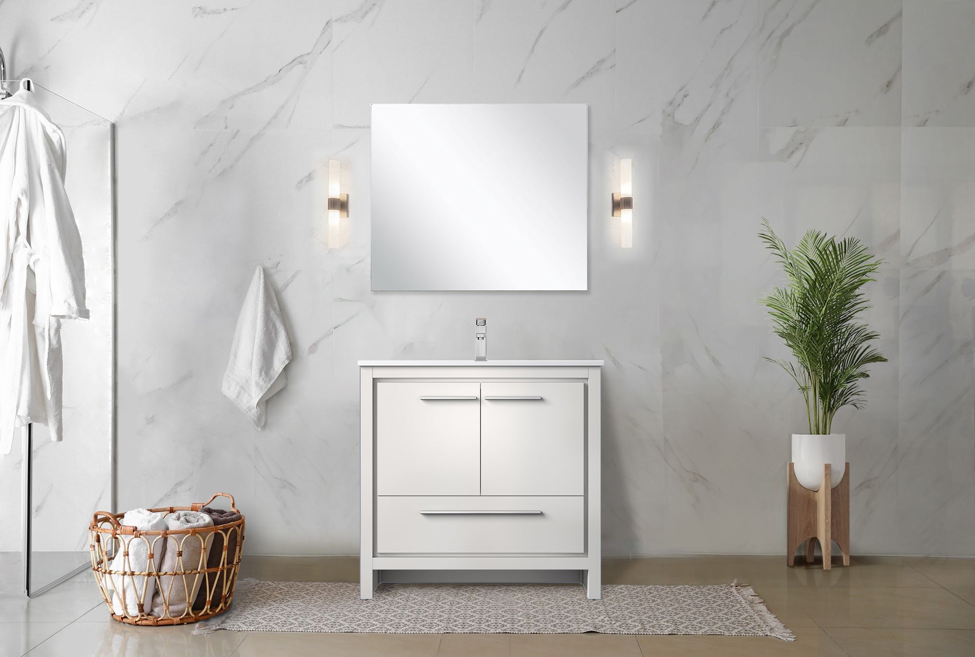 Lafarre 36 in W x 20 in D White Bath Vanity