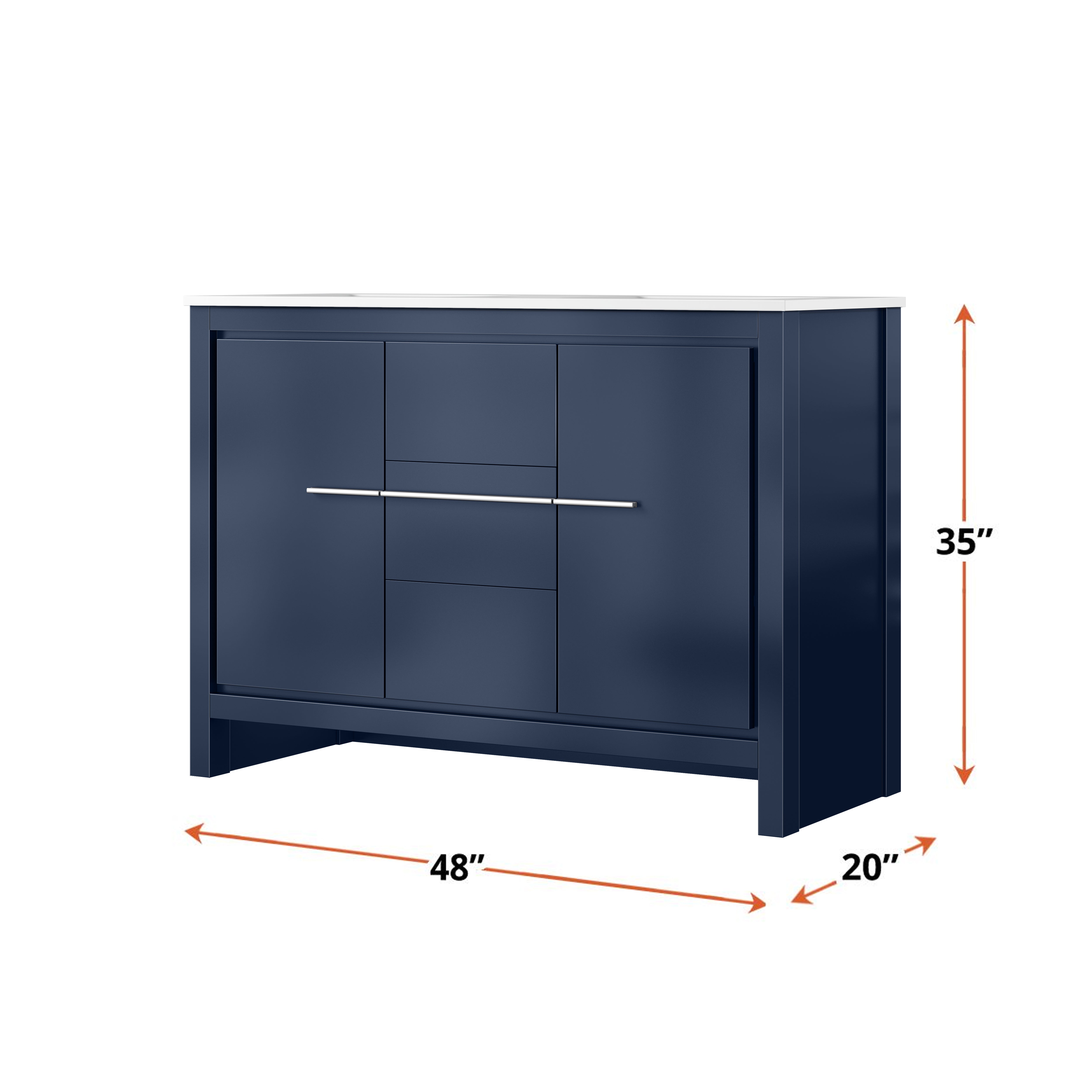 Lafarre 48 in W x 20 in D Navy Blue Double Bath Vanity