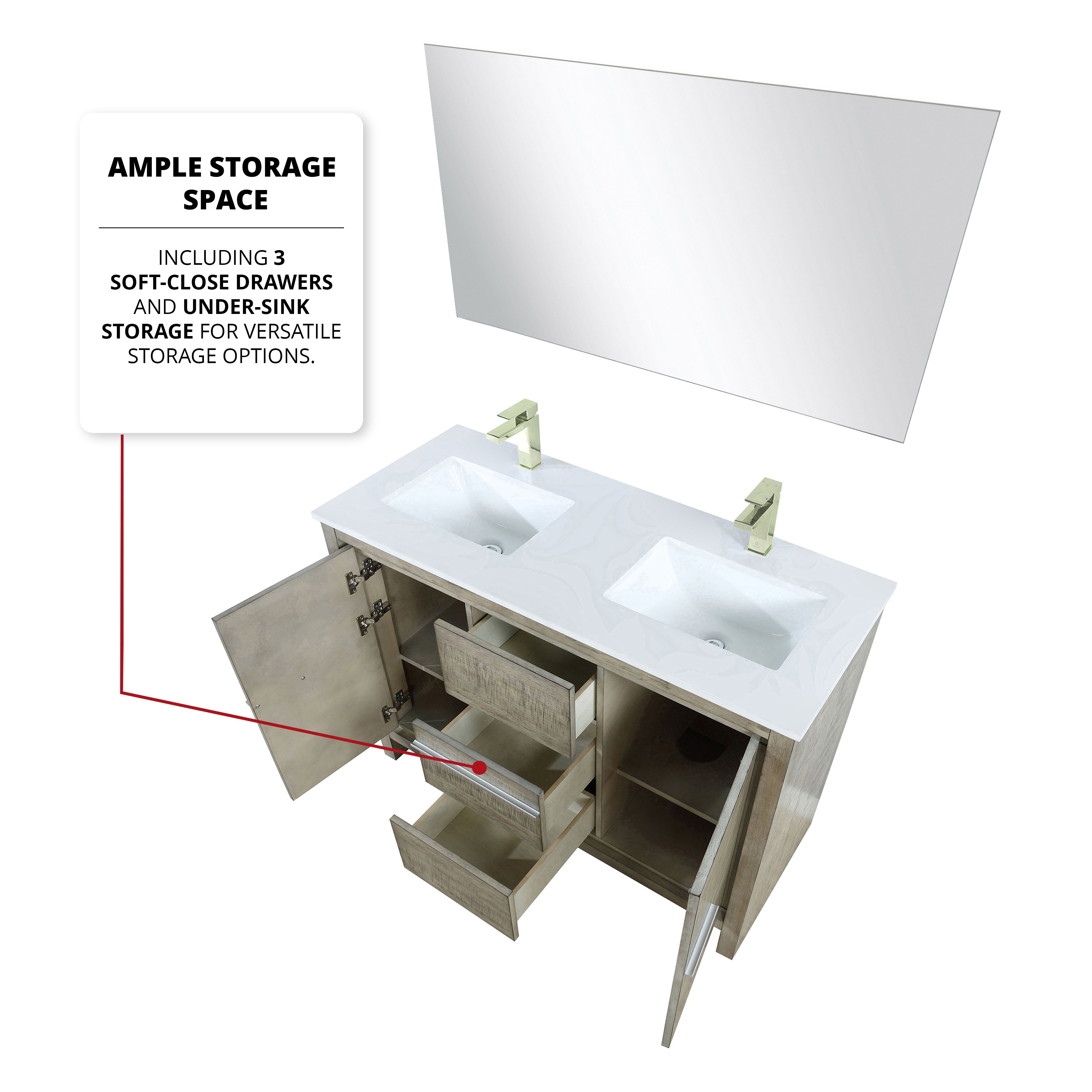 Lafarre 48 in W x 20 in D Rustic Acacia Double Bath Vanity