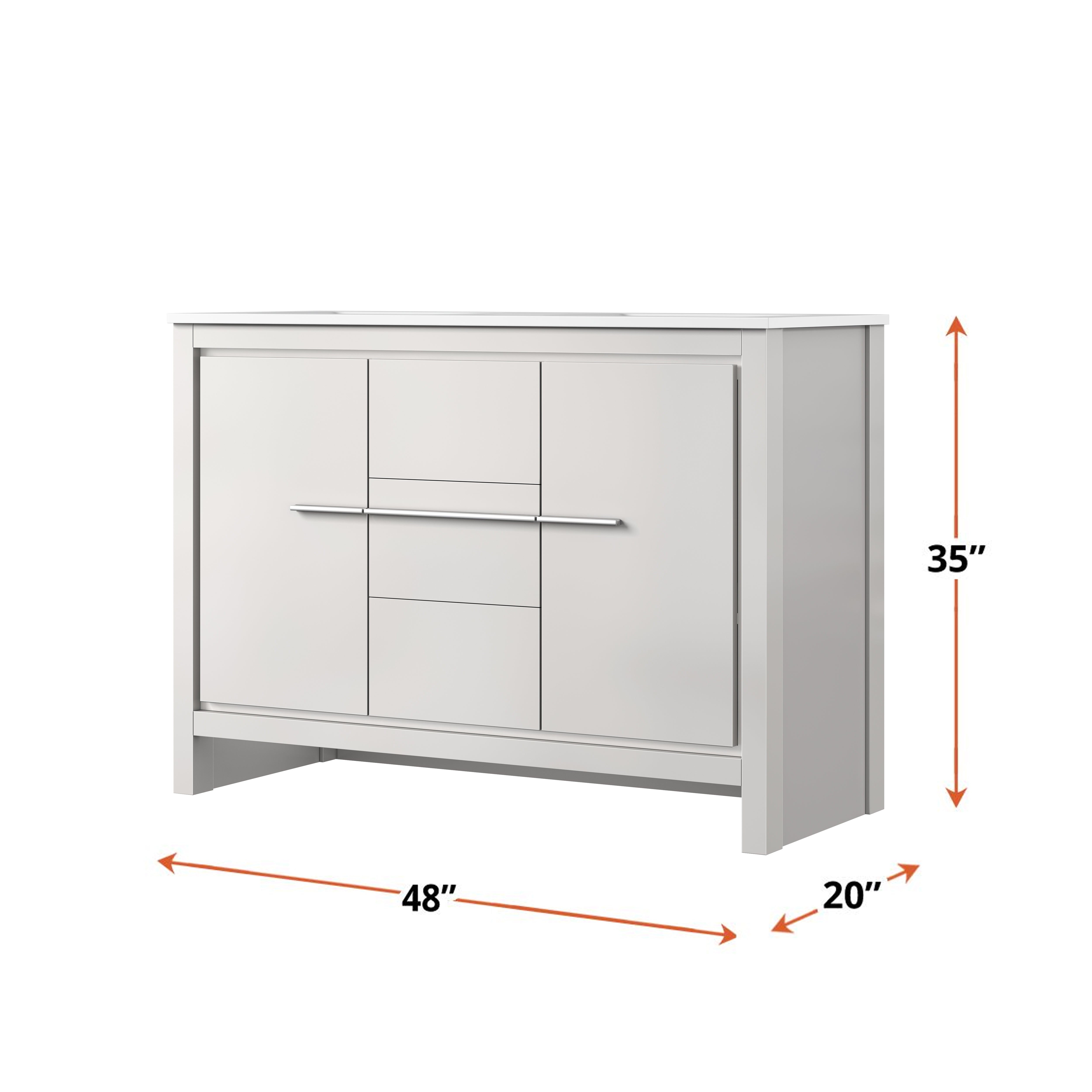 Lafarre 48 in W x 20 in D White Double Bath Vanity