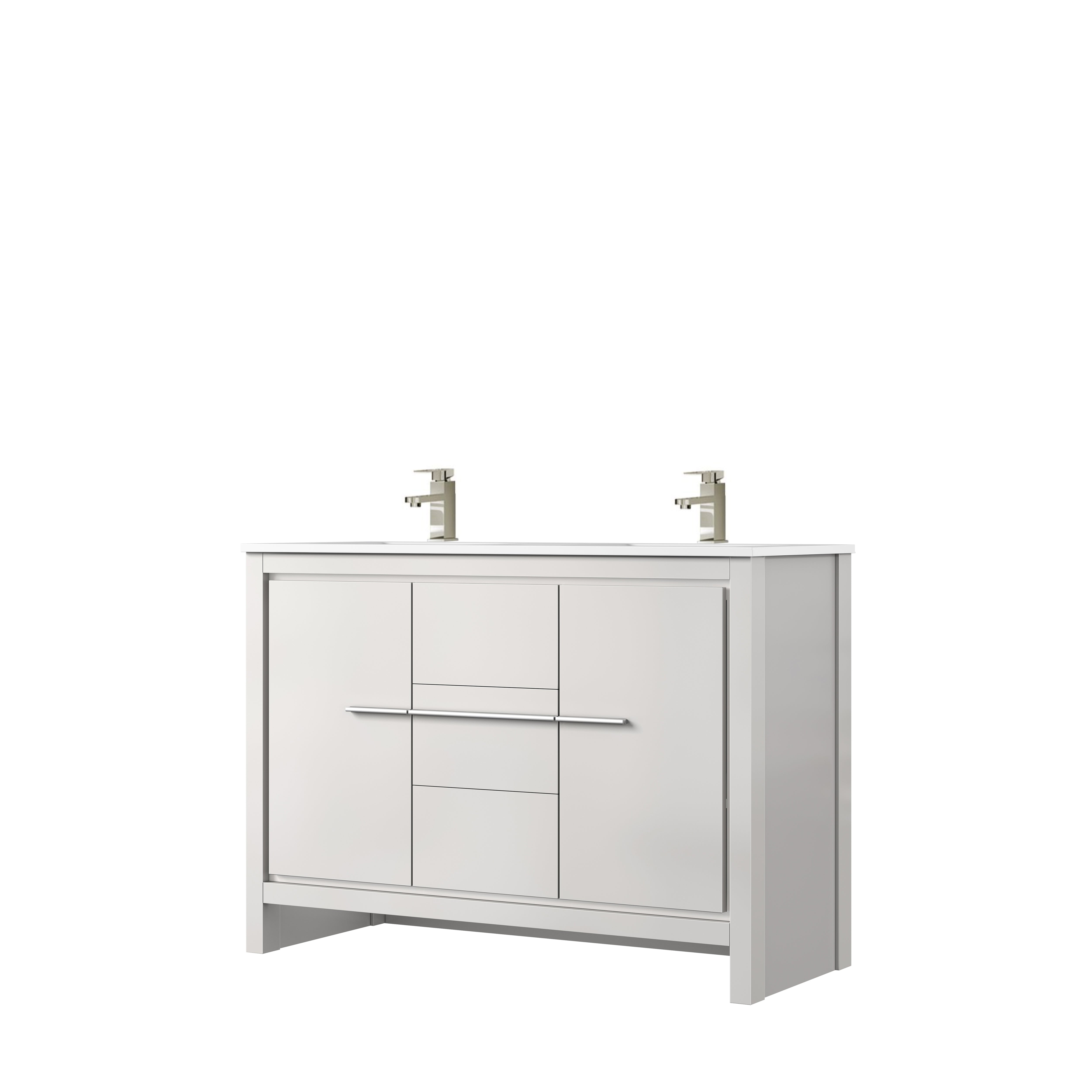 Lafarre 48 in W x 20 in D White Double Bath Vanity