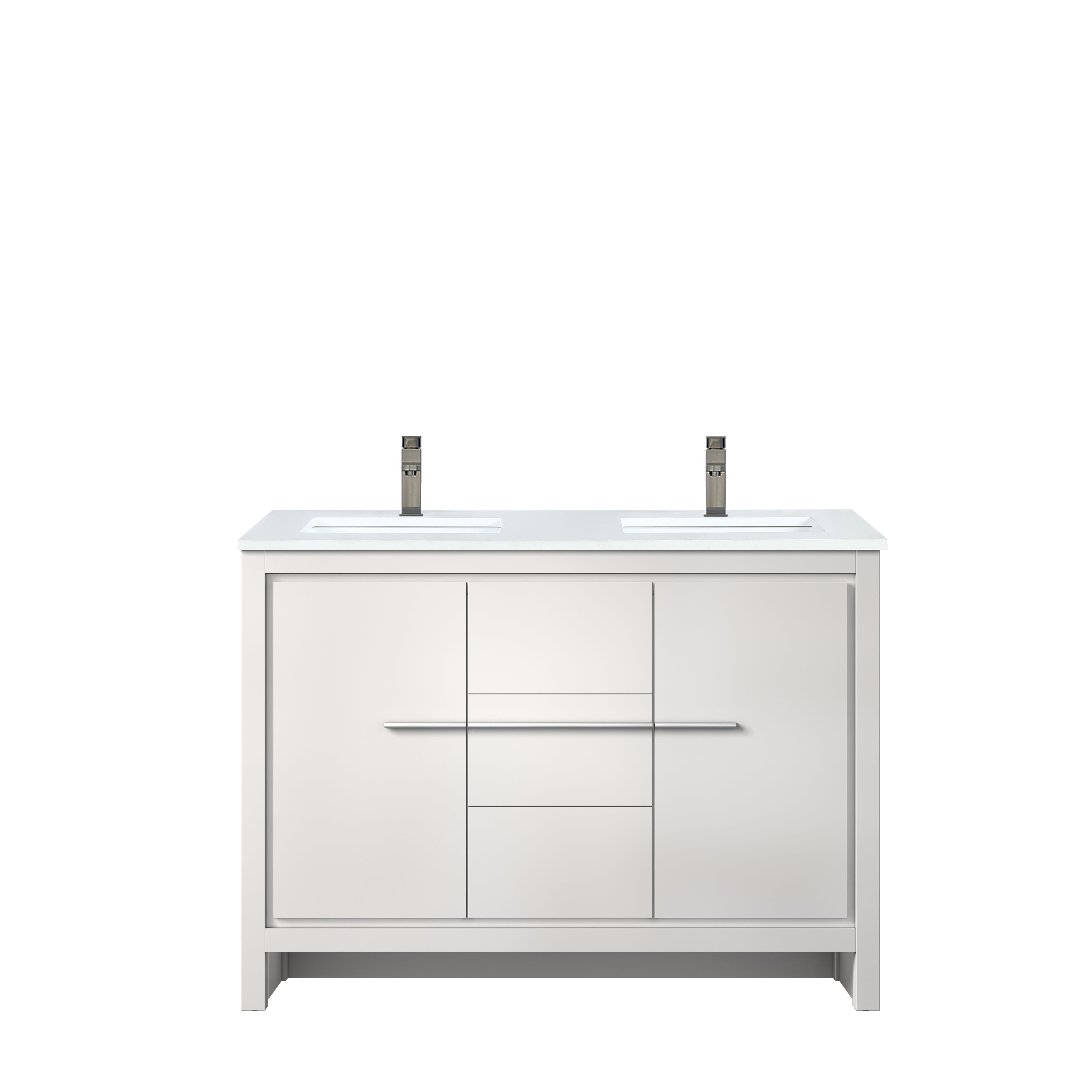 Lafarre 48 in W x 20 in D White Double Bath Vanity