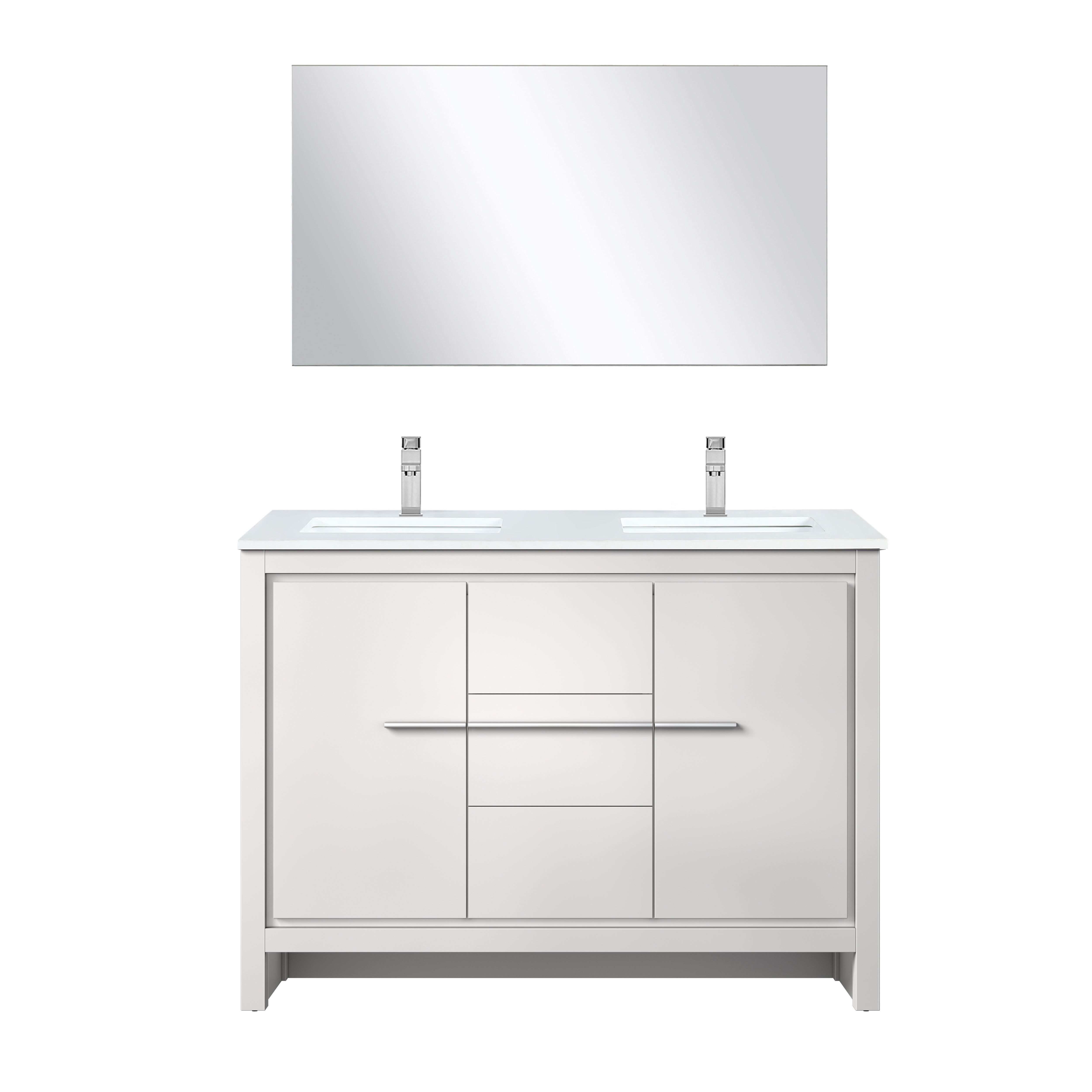 Lafarre 48 in W x 20 in D White Double Bath Vanity