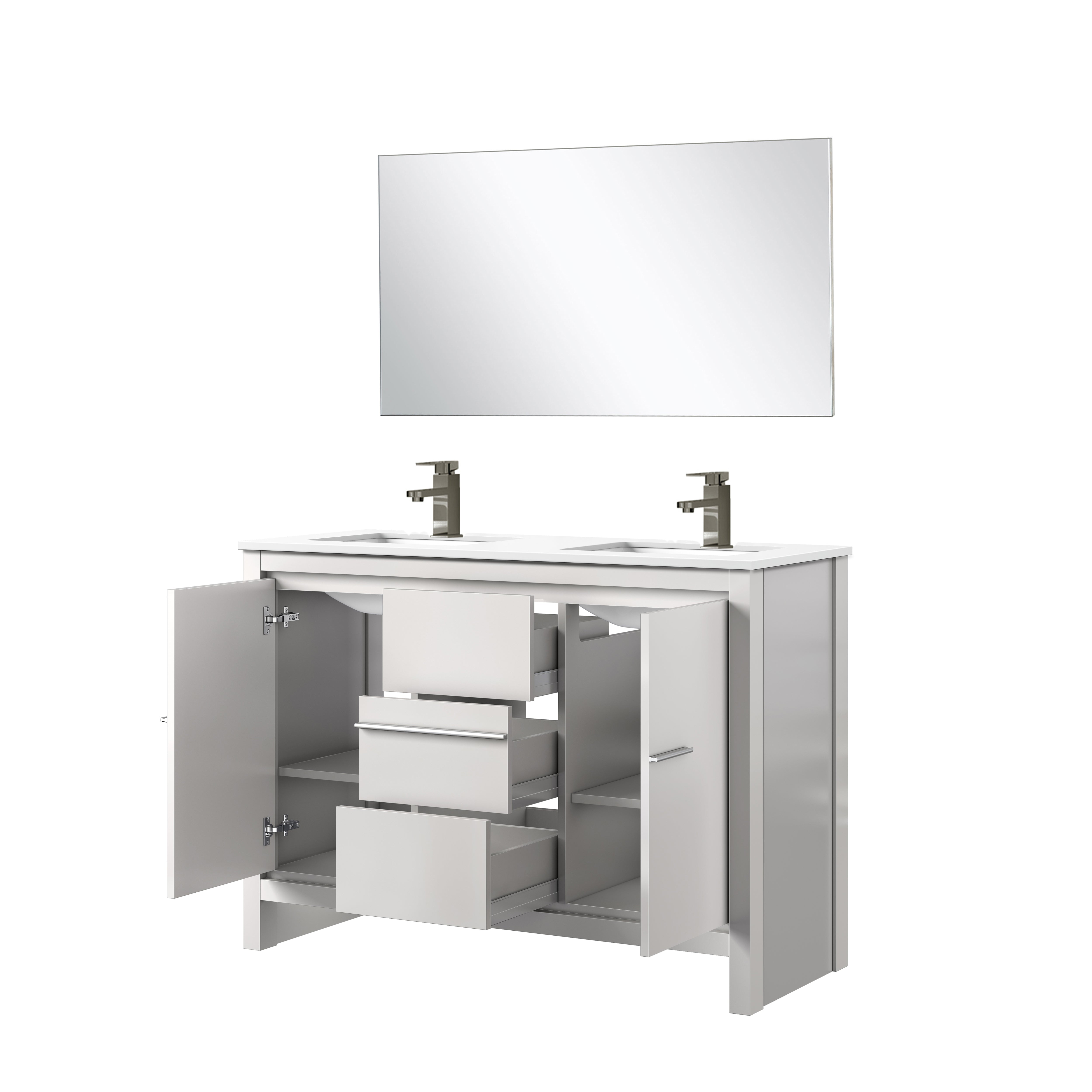 Lafarre 48 in W x 20 in D White Double Bath Vanity