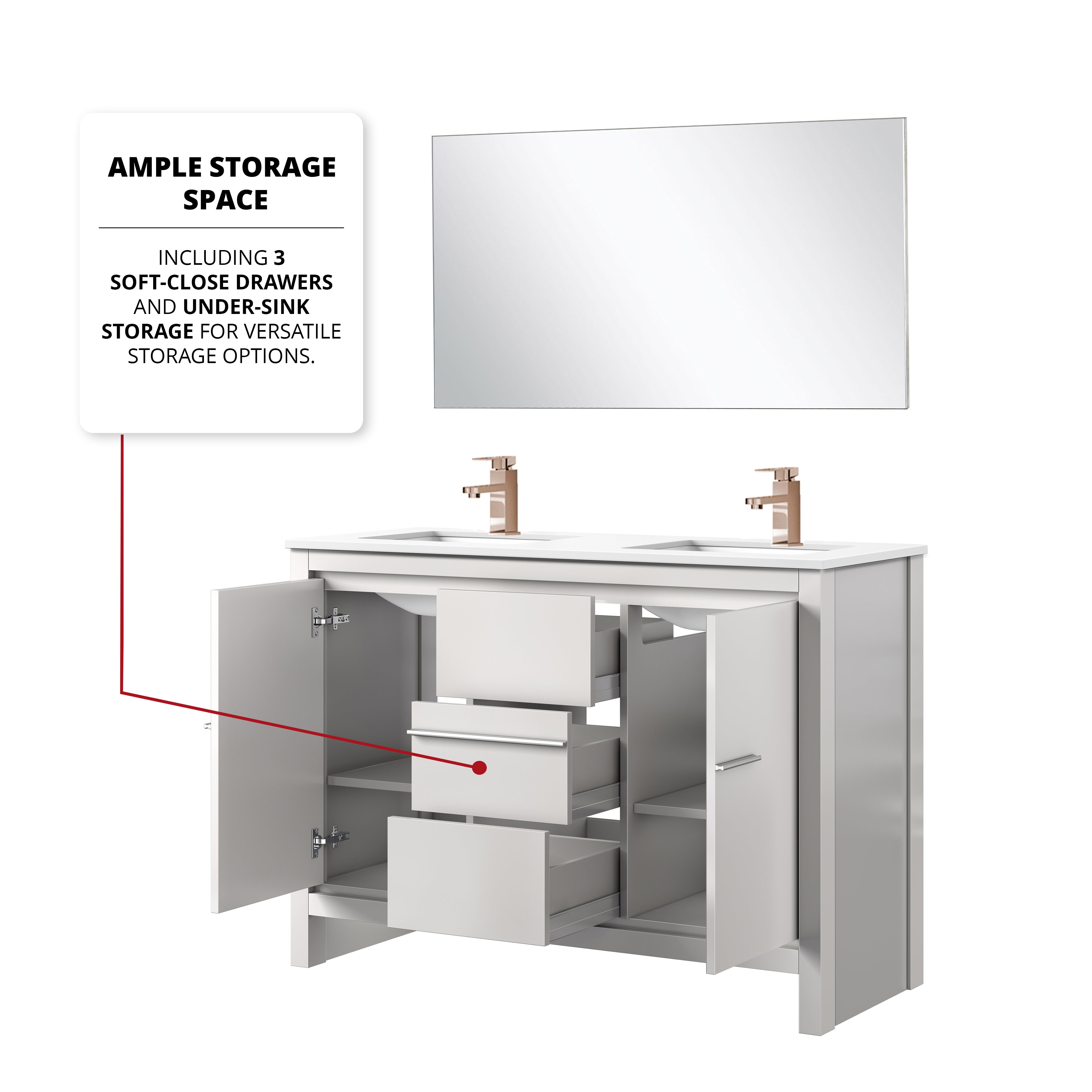Lafarre 48 in W x 20 in D White Double Bath Vanity