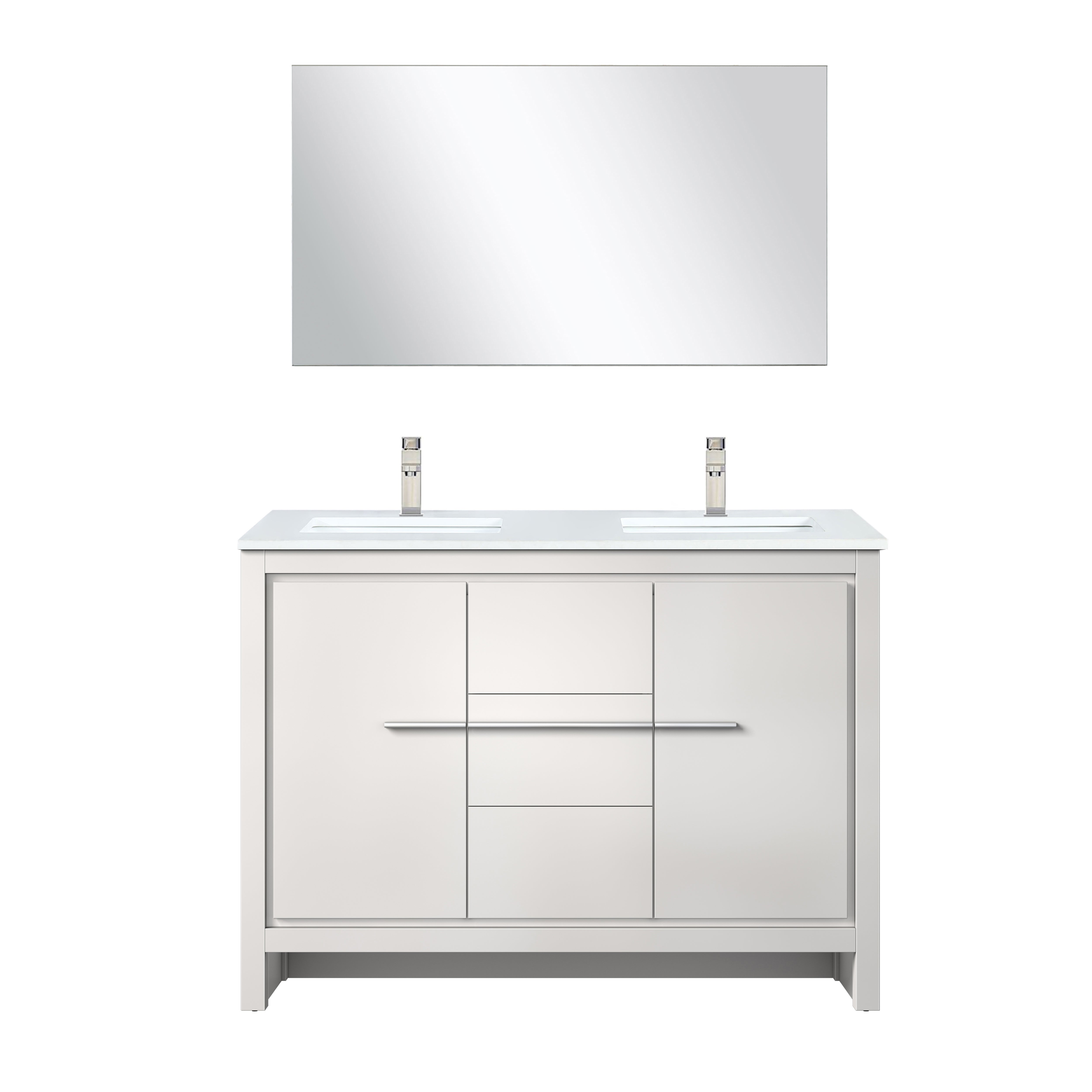 Lafarre 48 in W x 20 in D White Double Bath Vanity