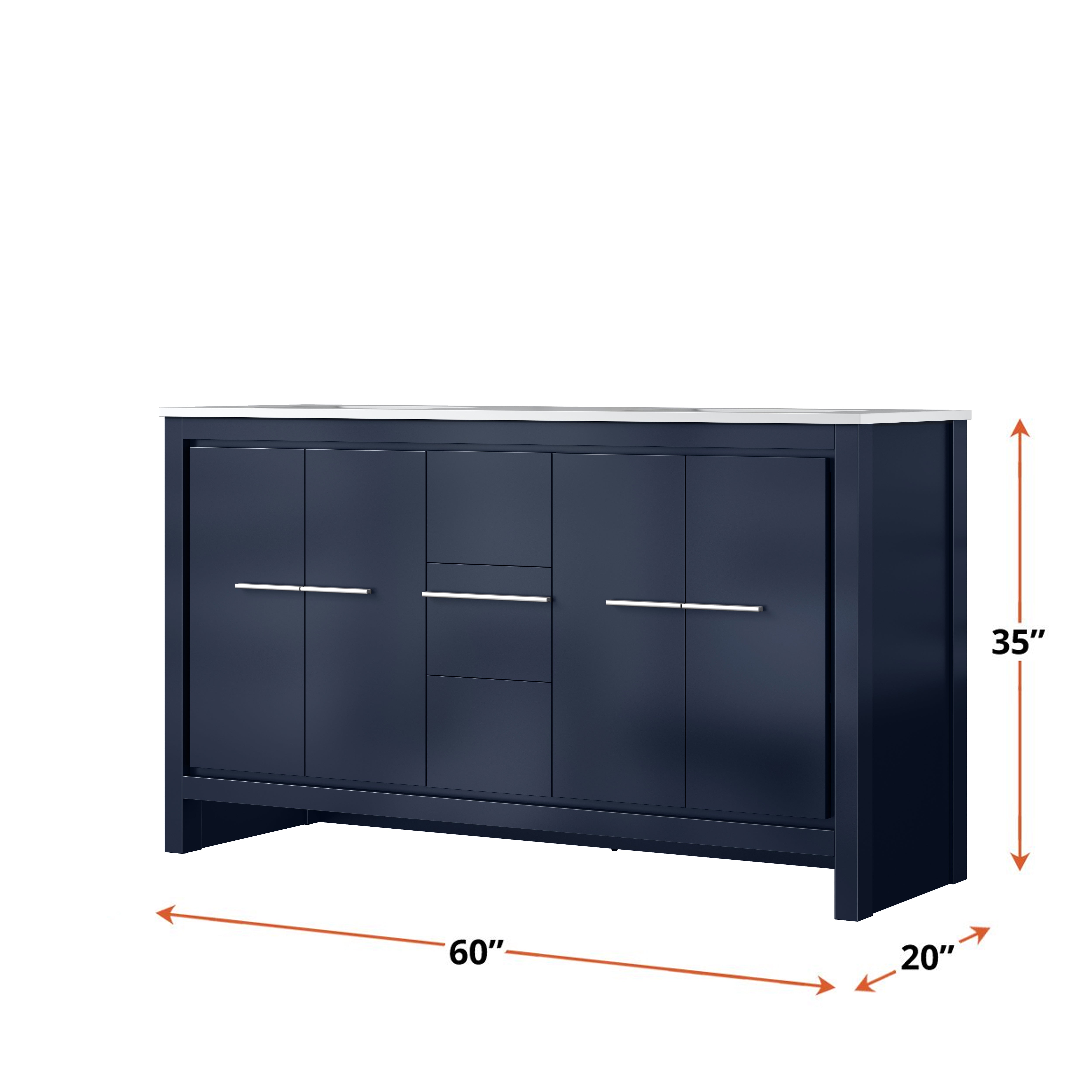 Lafarre 60 in W x 20 in D Navy Blue Double Bath Vanity