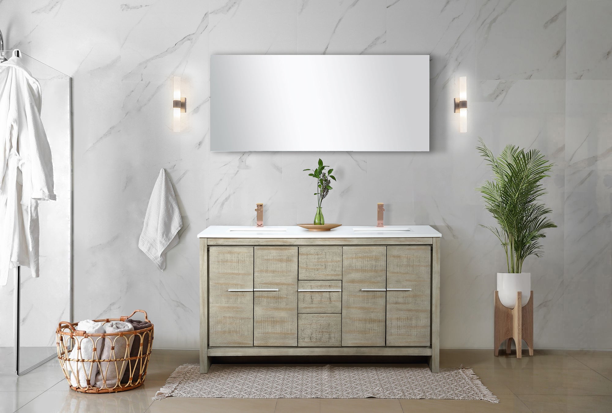 Lafarre 60 in W x 20 in D Rustic Acacia Double Bath Vanity
