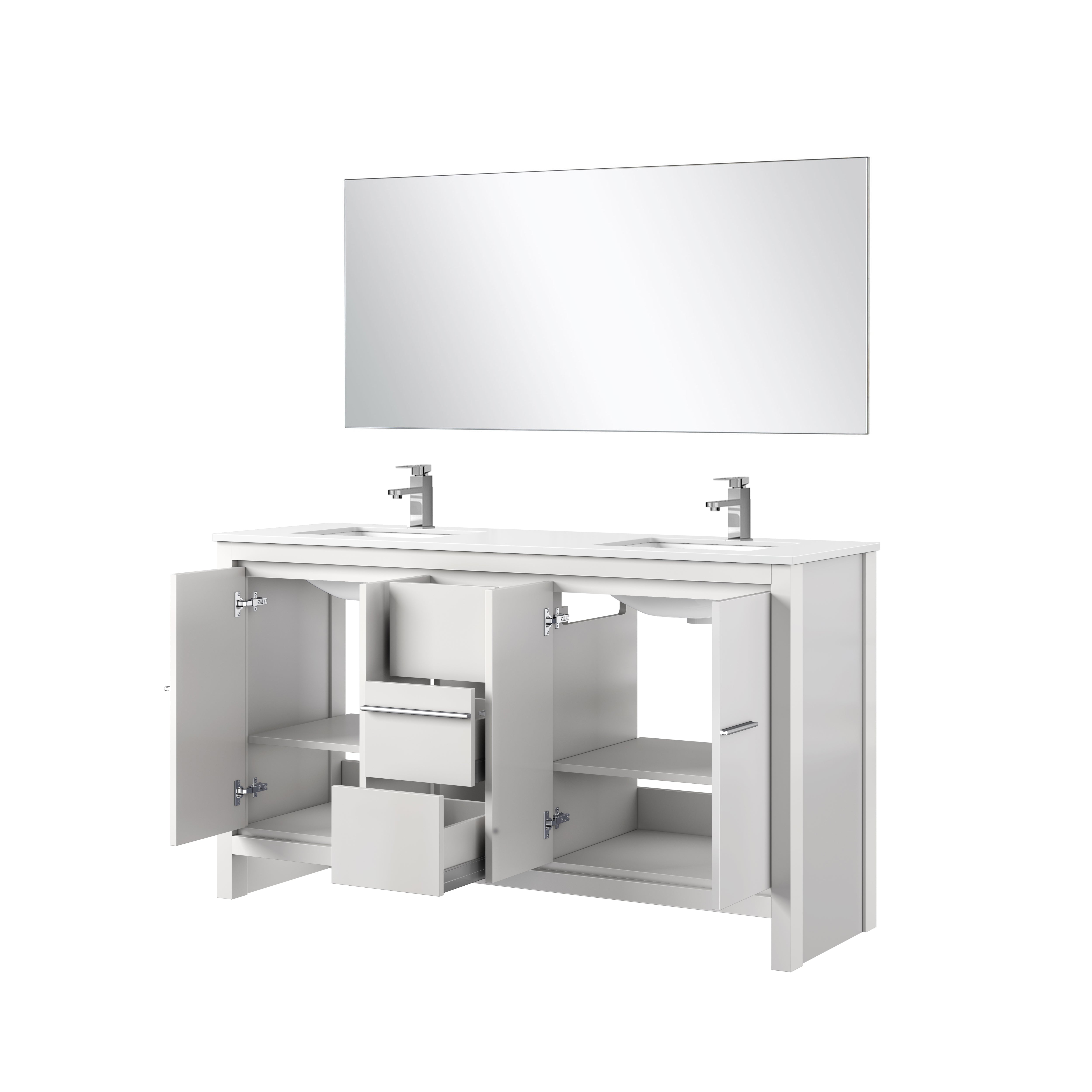 Lafarre 60 in W x 20 in D White Double Bath Vanity