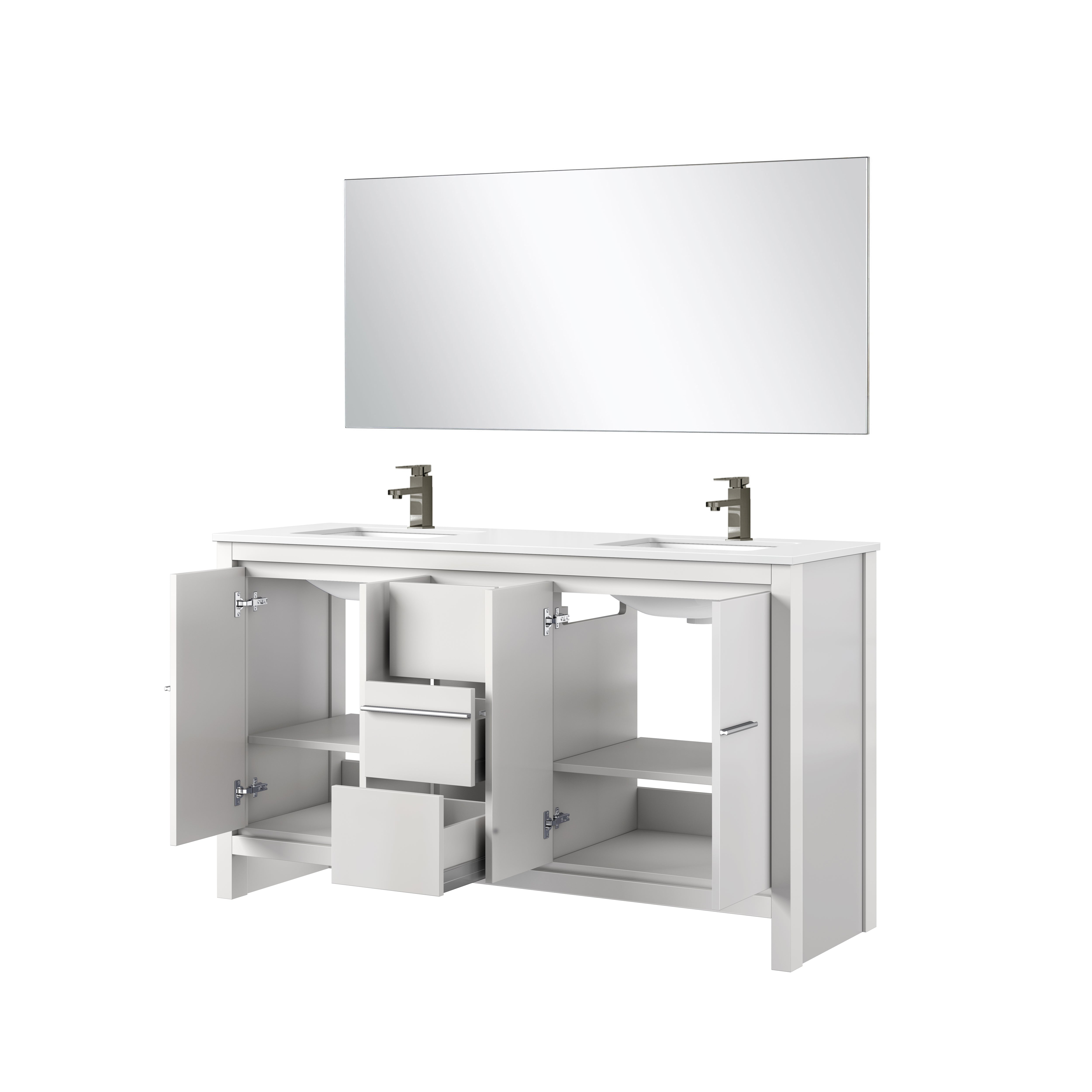 Lafarre 60 in W x 20 in D White Double Bath Vanity