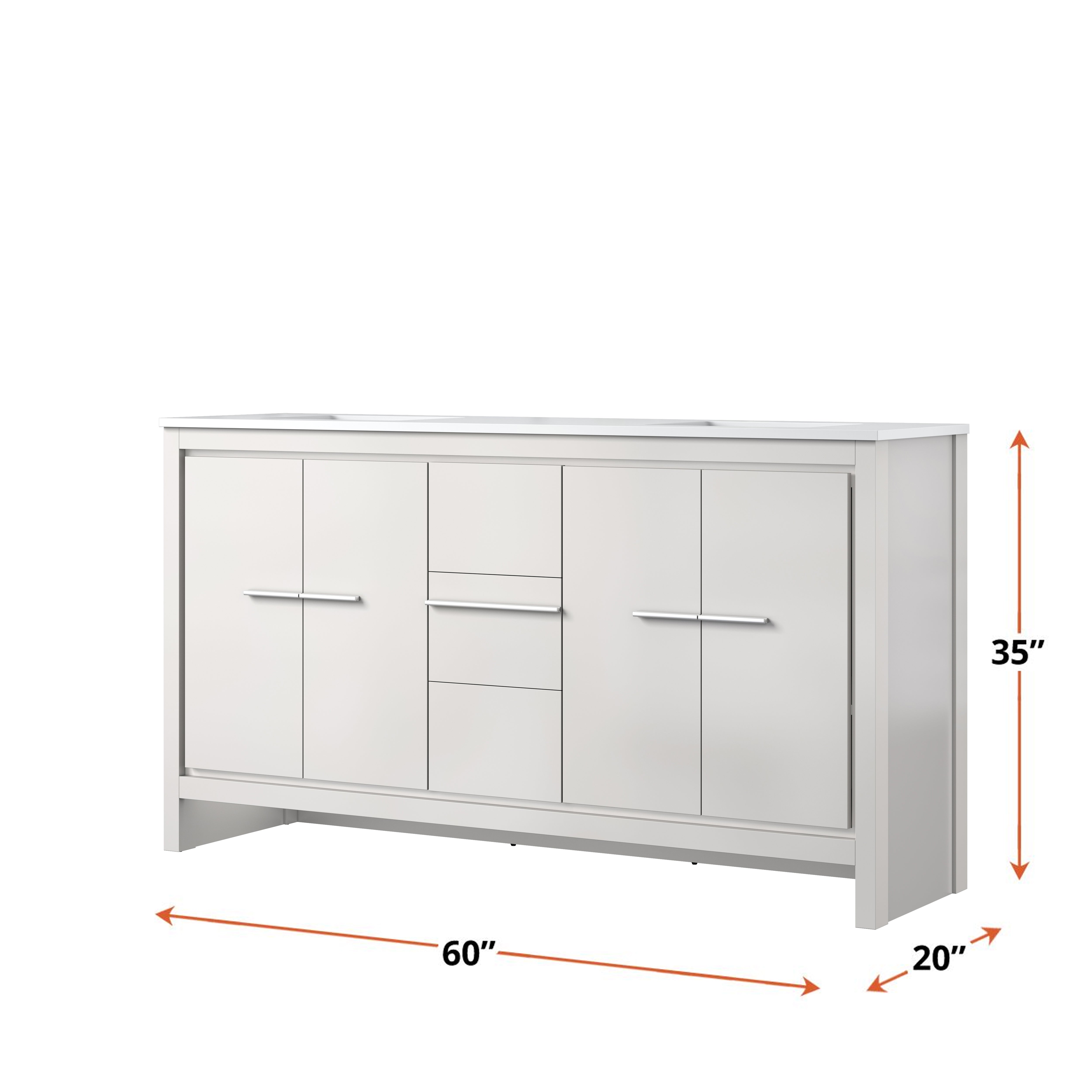 Lafarre 60 in W x 20 in D White Double Bath Vanity