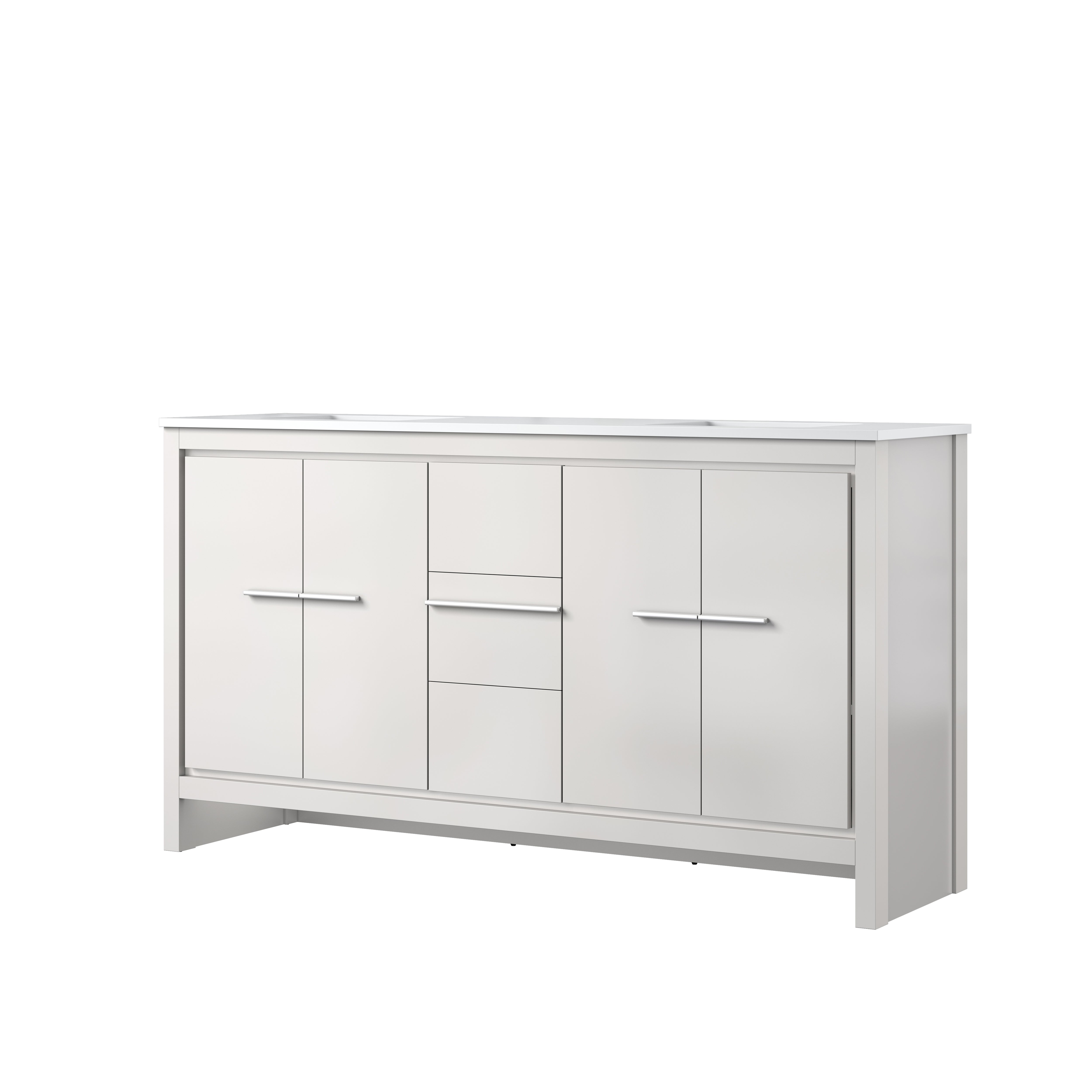 Lafarre 60 in W x 20 in D White Double Bath Vanity