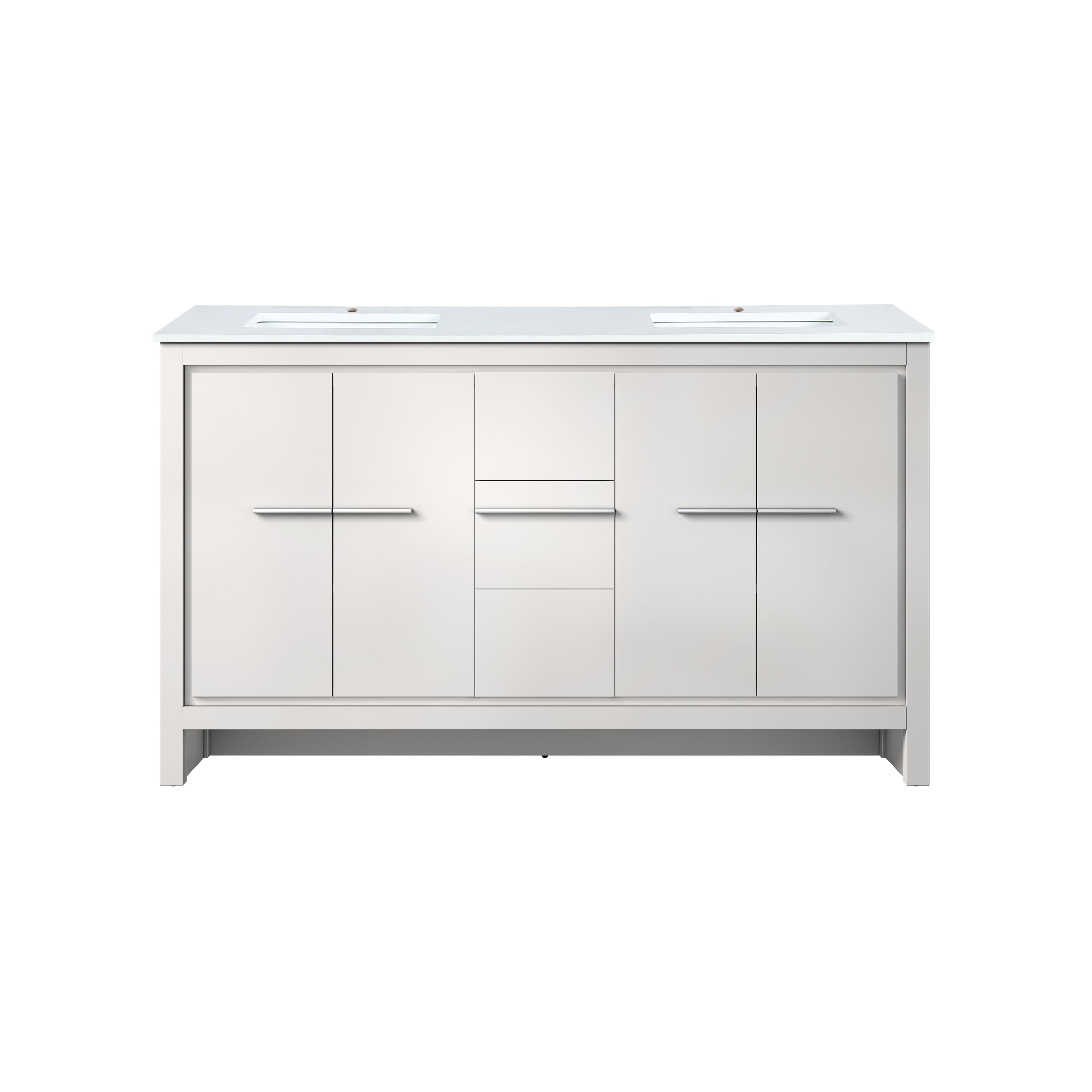 Lafarre 60 in W x 20 in D White Double Bath Vanity