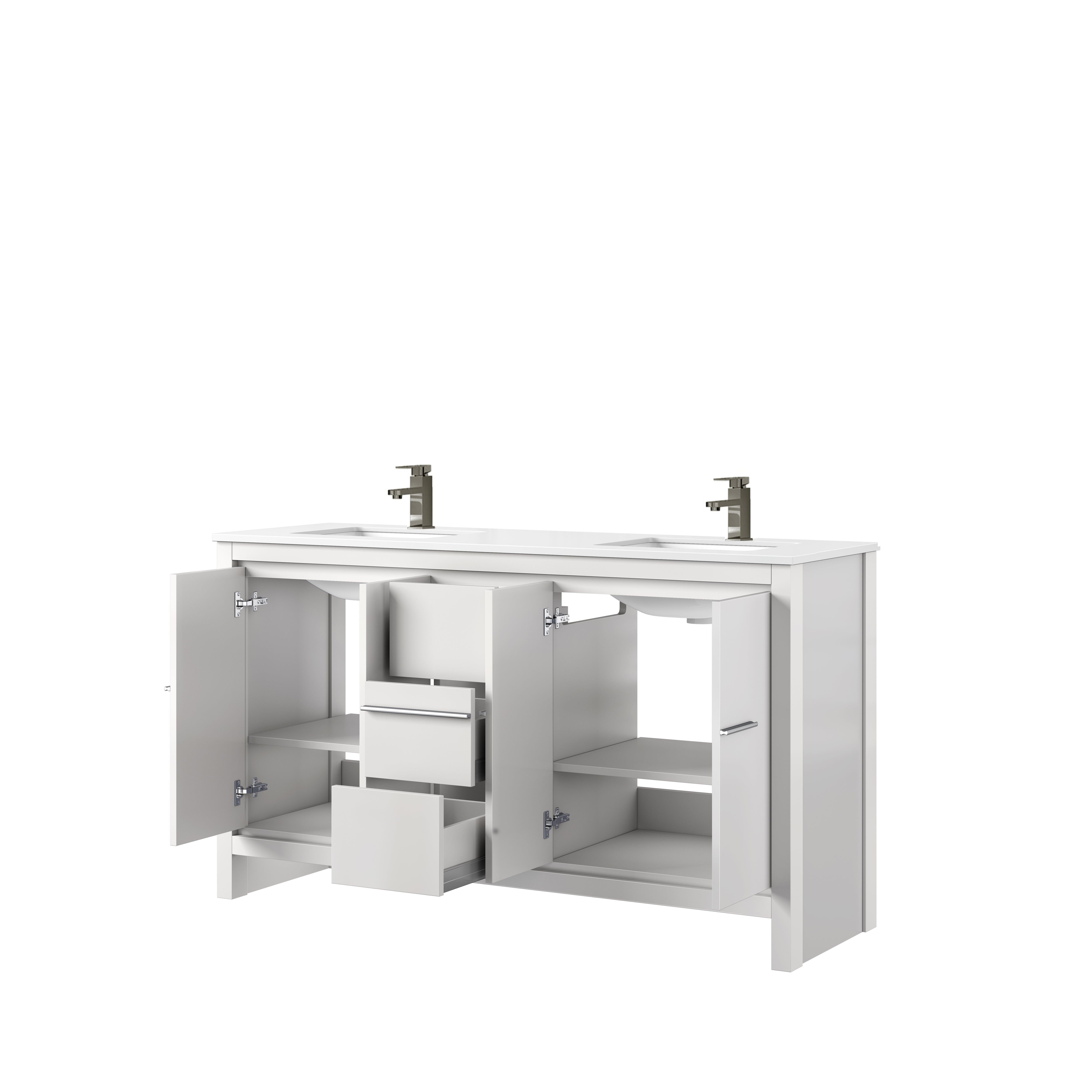 Lafarre 60 in W x 20 in D White Double Bath Vanity