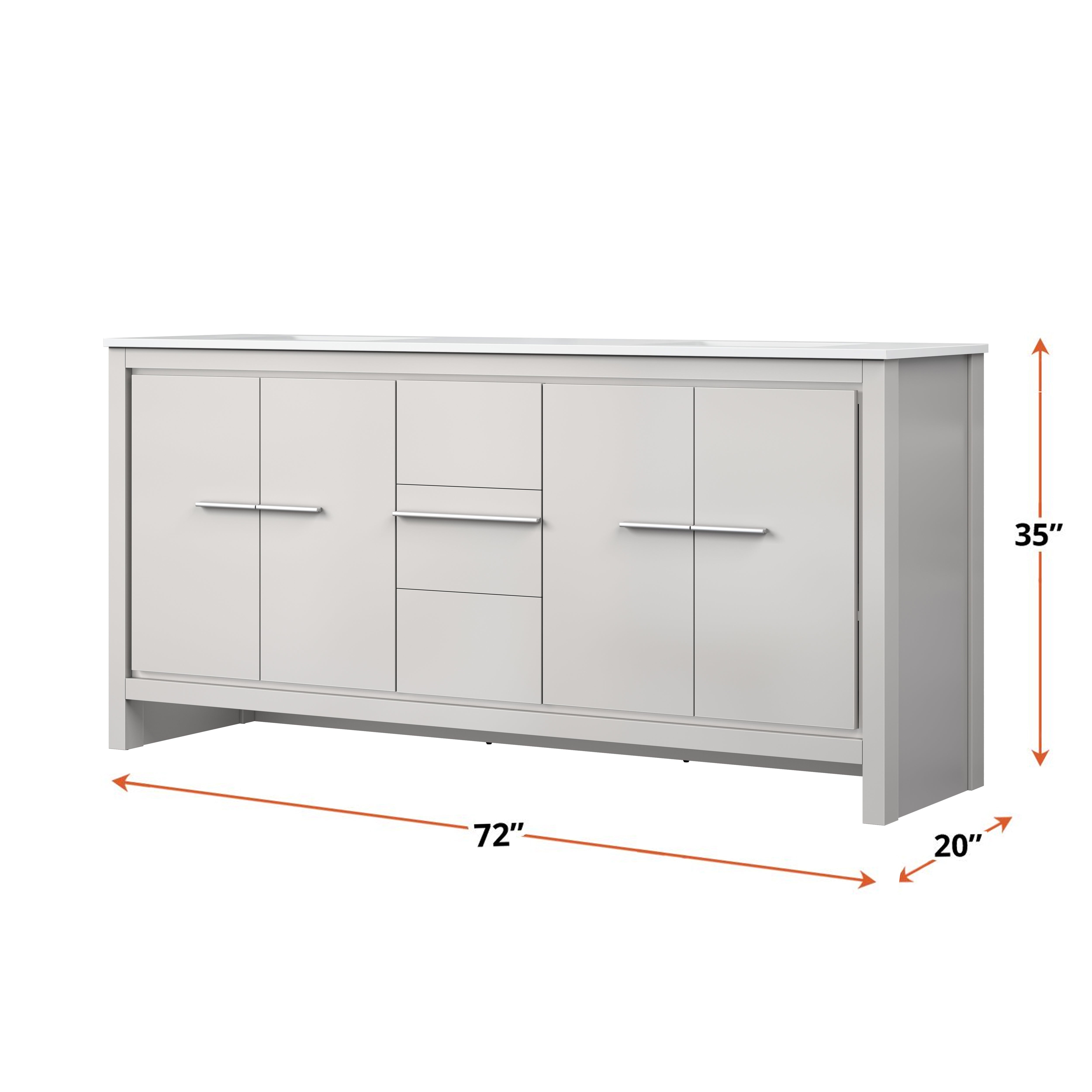 Lafarre 72 in W x 20 in D White Double Bath Vanity
