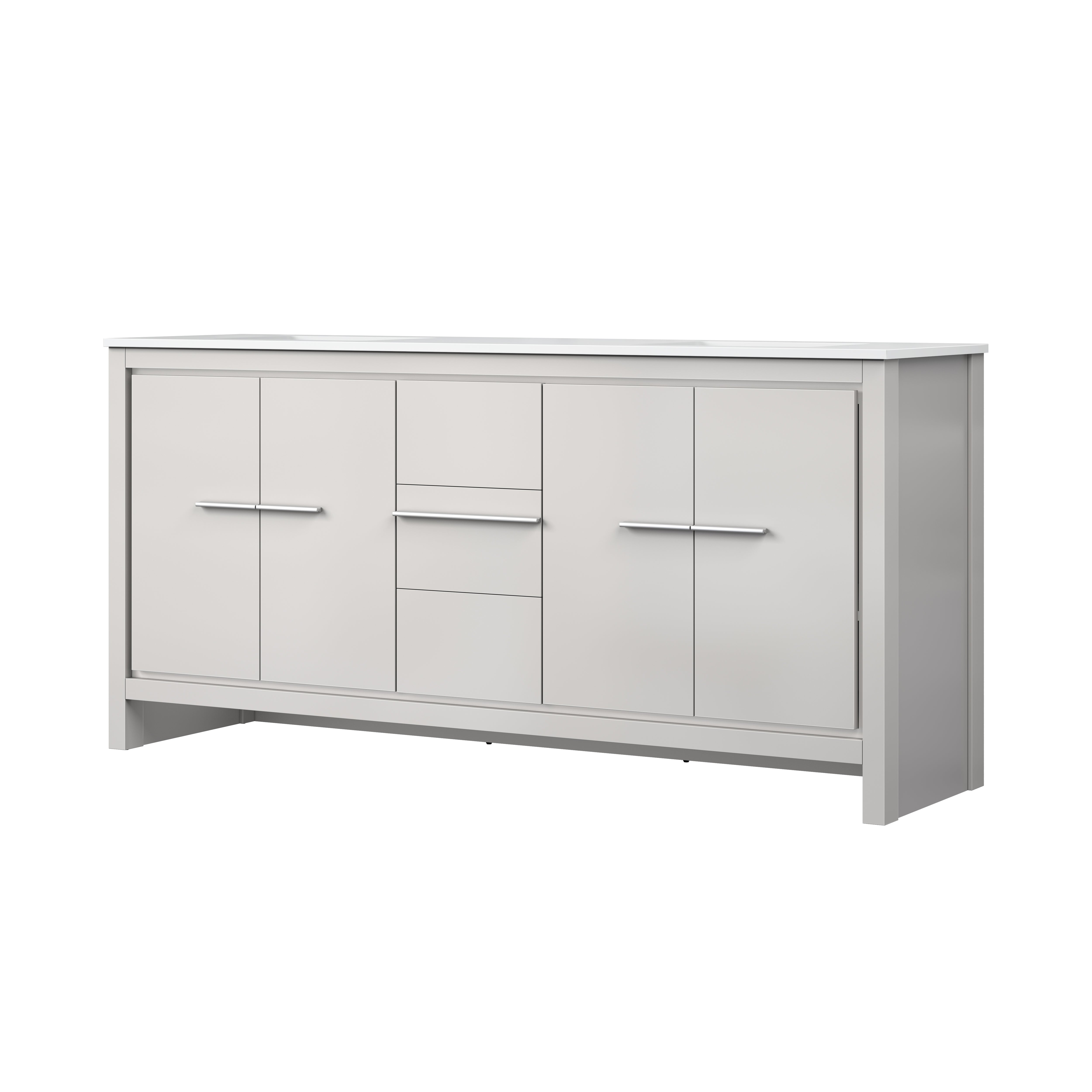 Lafarre 72 in W x 20 in D White Double Bath Vanity