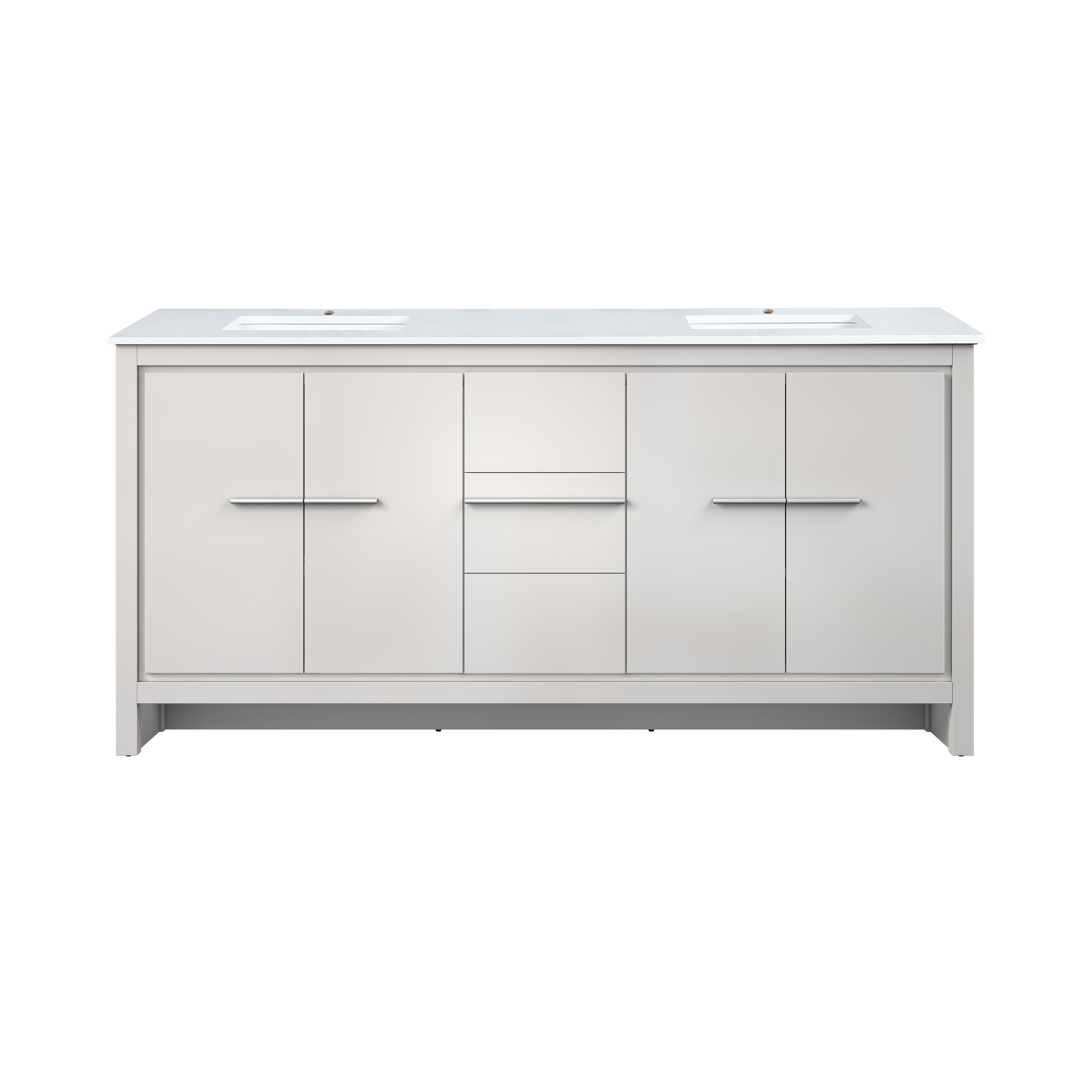 Lafarre 72 in W x 20 in D White Double Bath Vanity