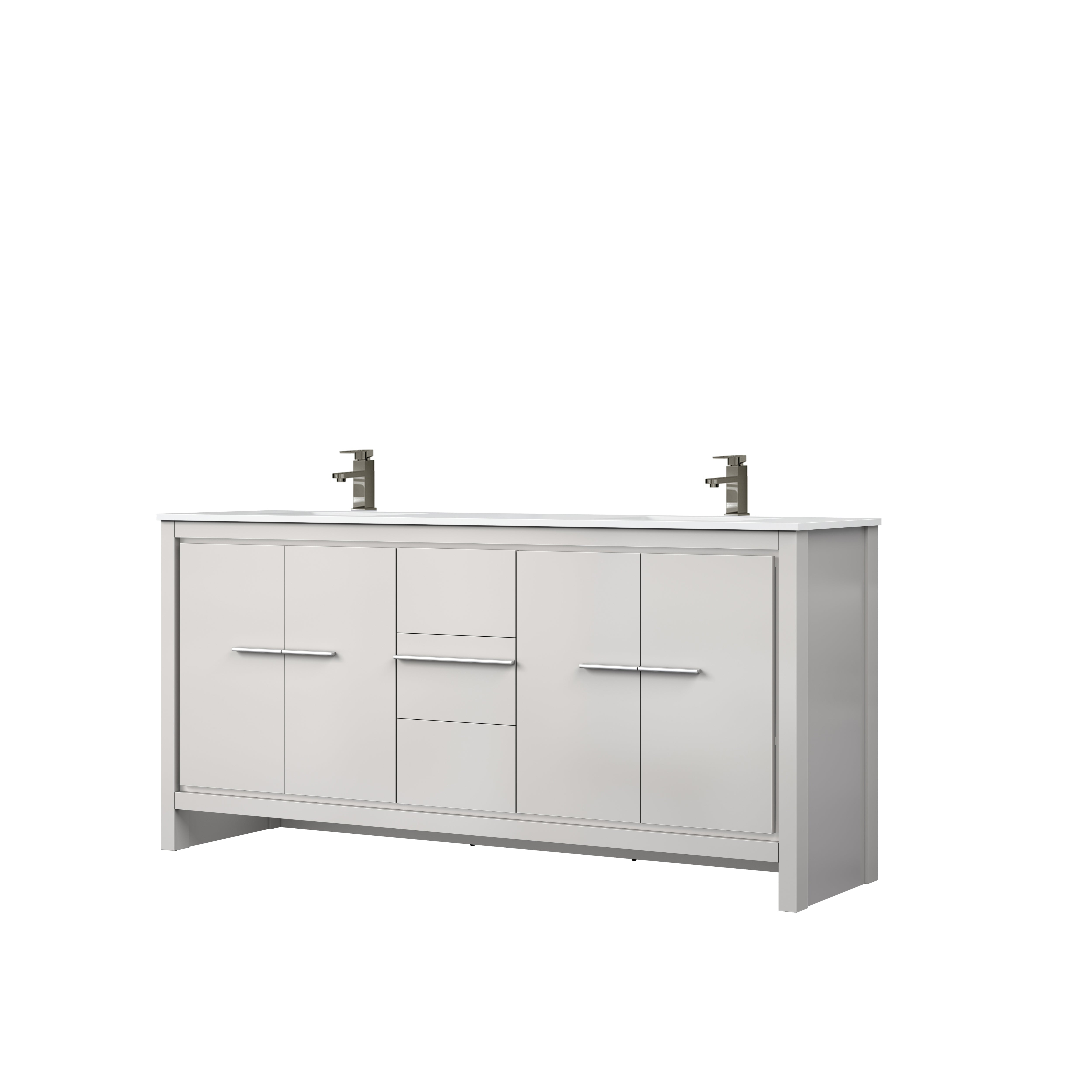 Lafarre 72 in W x 20 in D White Double Bath Vanity