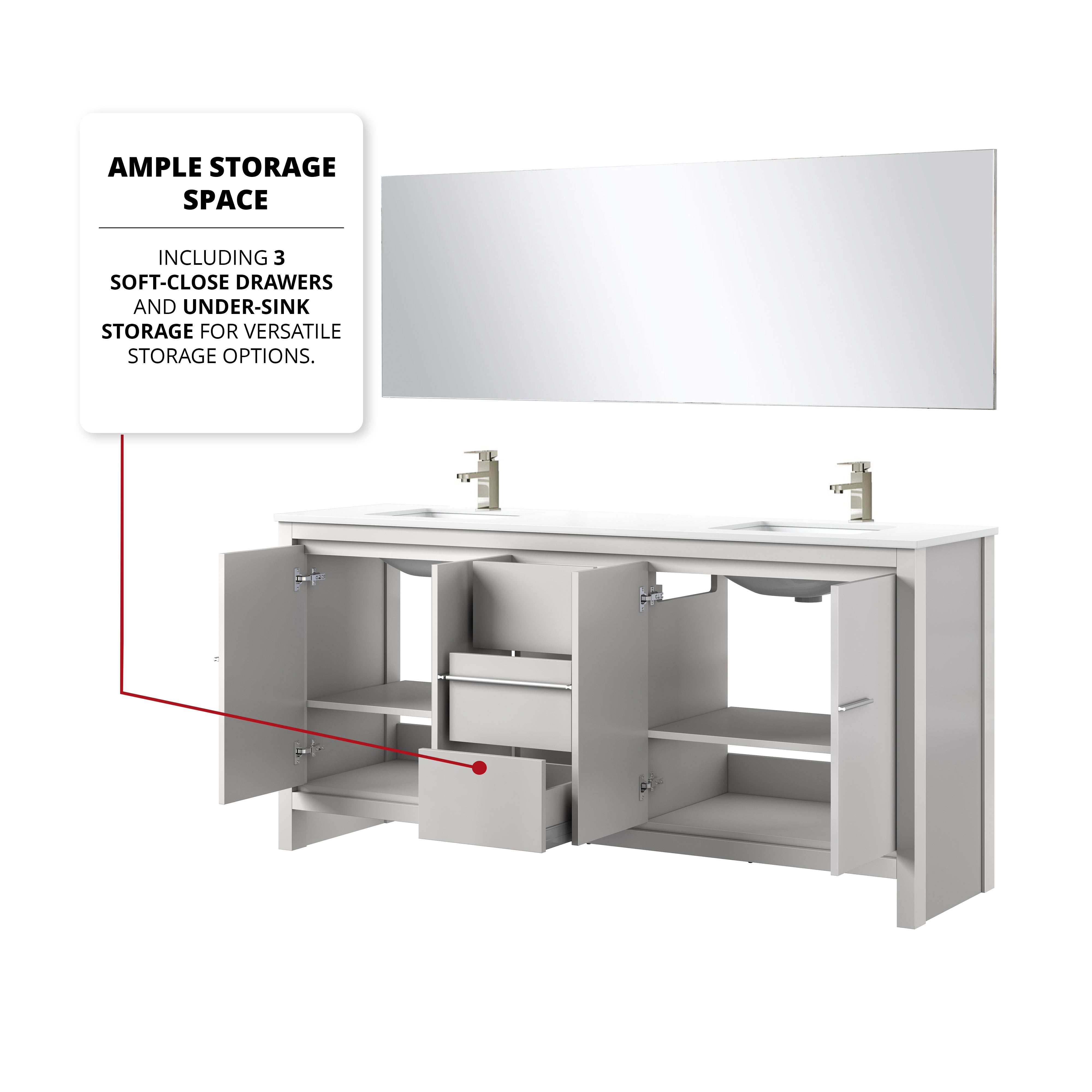 Lafarre 72 in W x 20 in D White Double Bath Vanity