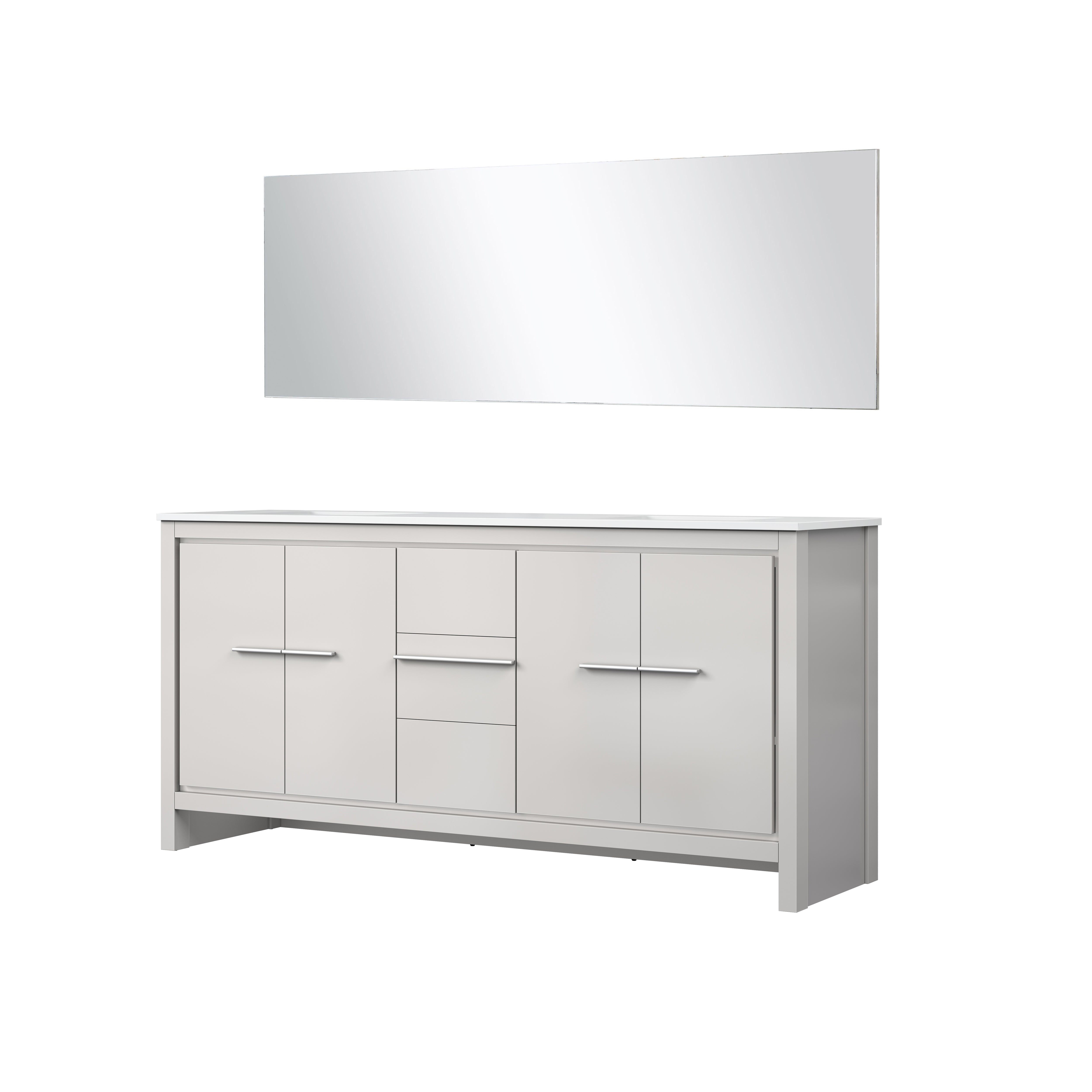 Lafarre 72 in W x 20 in D White Double Bath Vanity