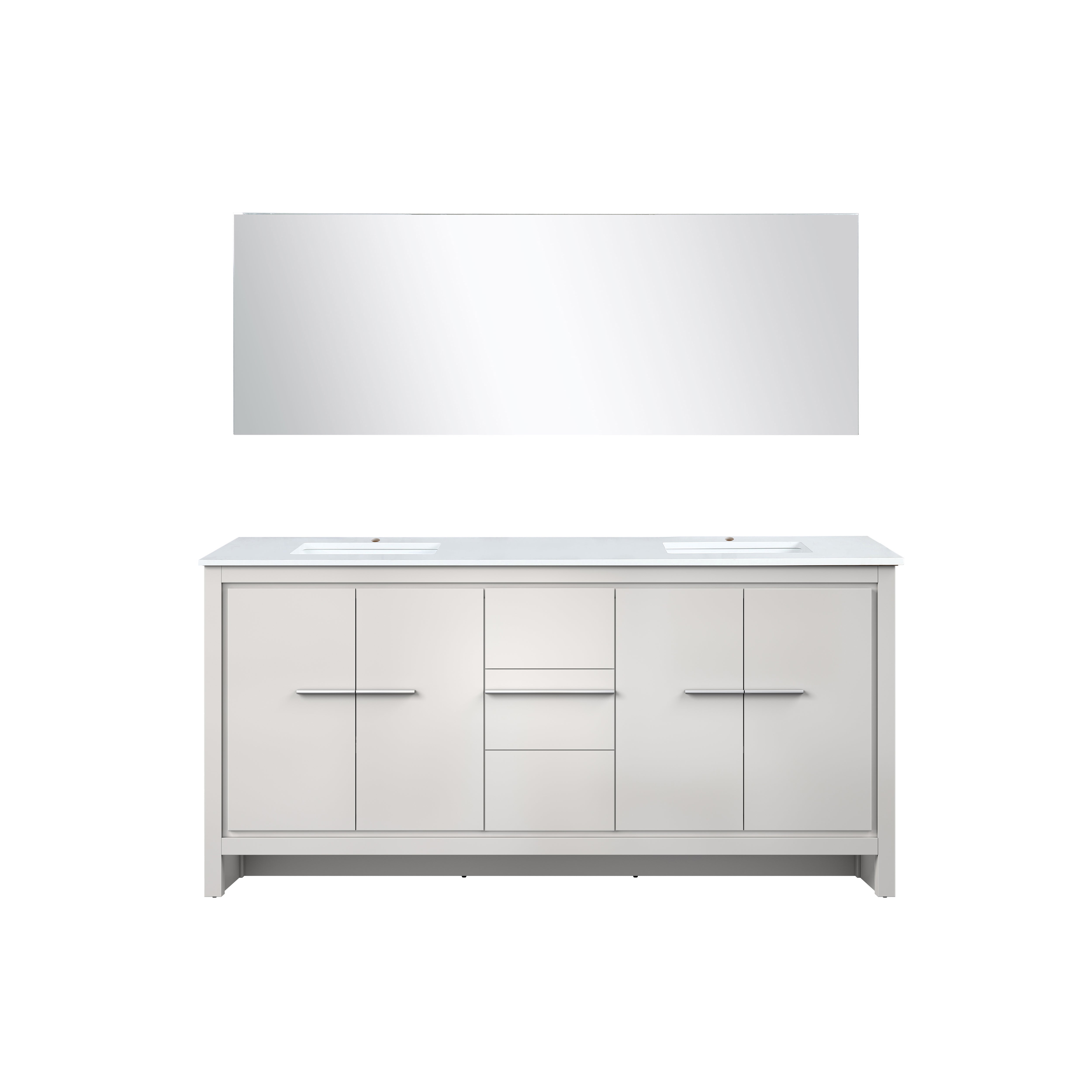 Lafarre 72 in W x 20 in D White Double Bath Vanity