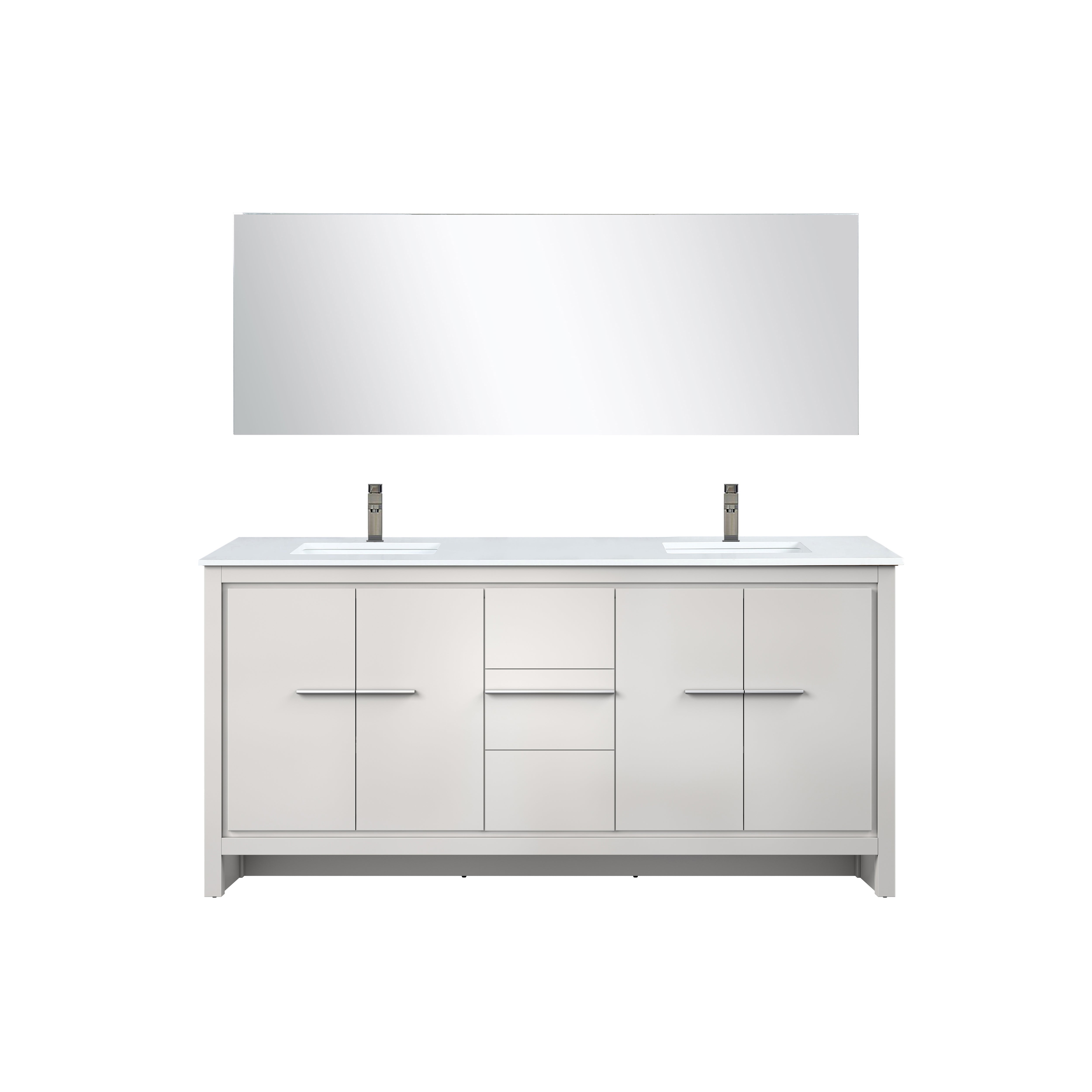 Lafarre 72 in W x 20 in D White Double Bath Vanity