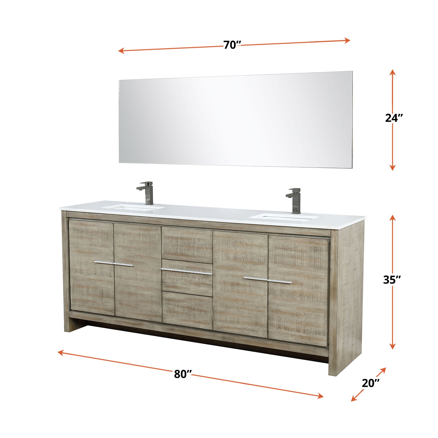 Lafarre 80 in W x 20 in D Rustic Acacia Double Bath Vanity