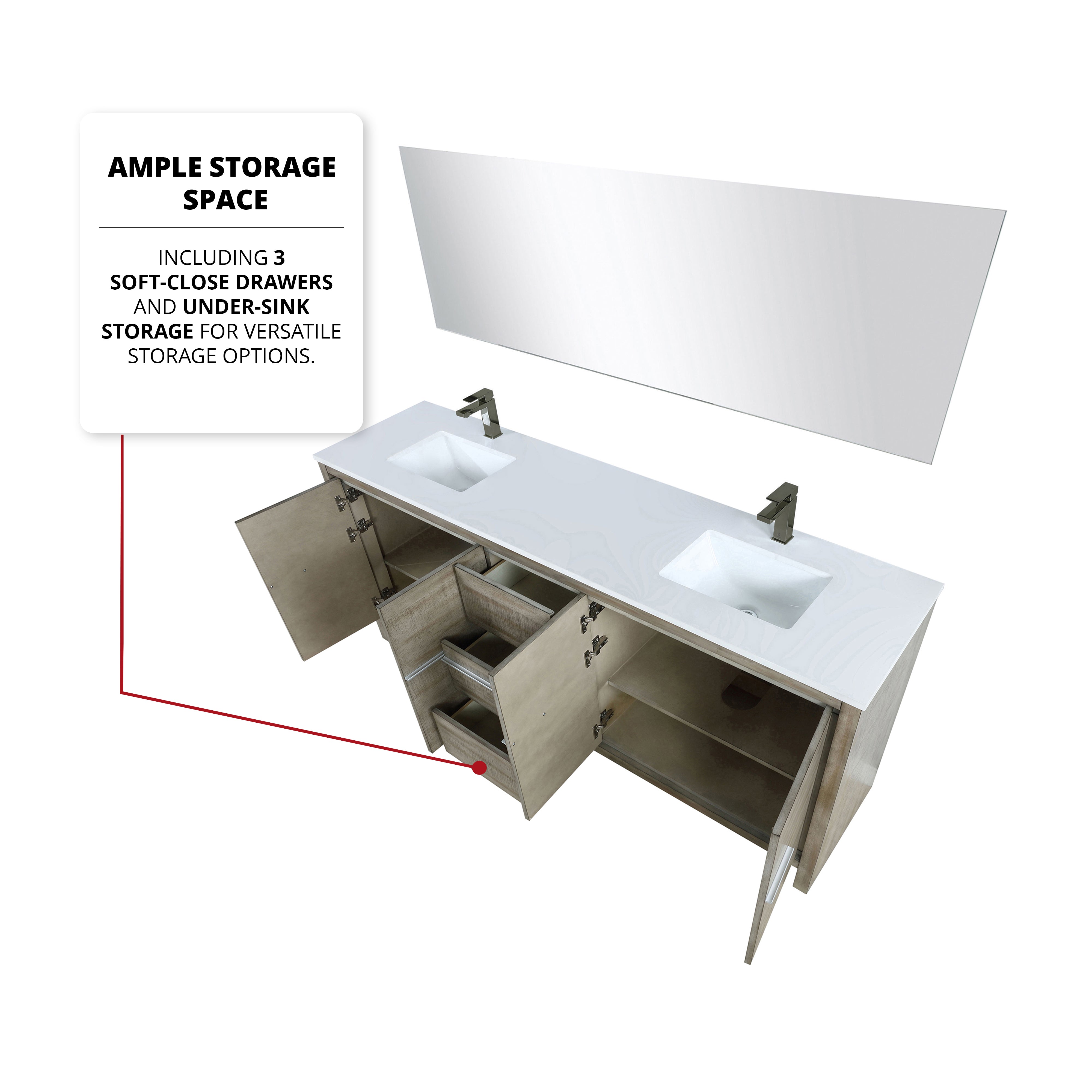 Lafarre 80 in W x 20 in D Rustic Acacia Double Bath Vanity