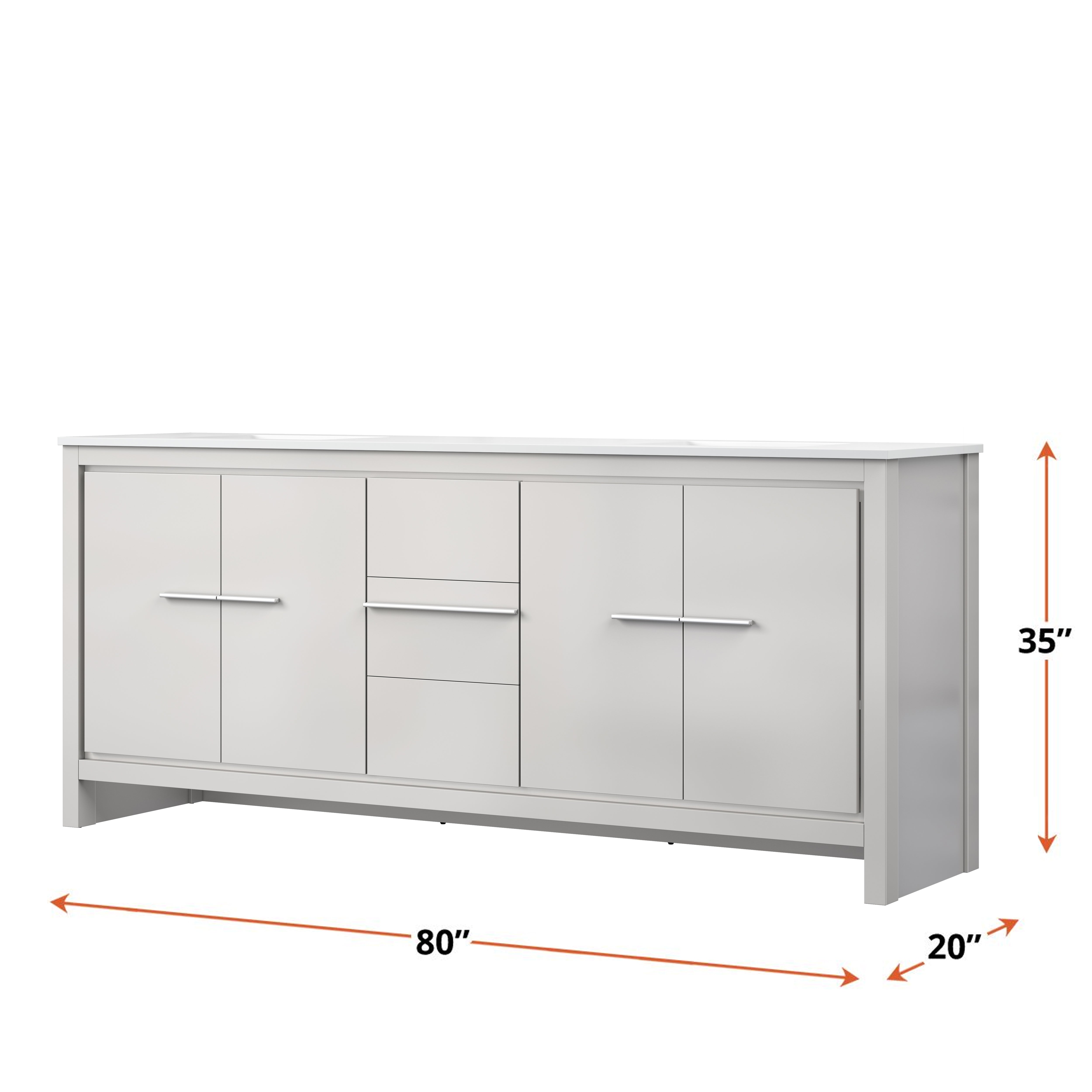 Lafarre 80 in W x 20 in D White Double Bath Vanity