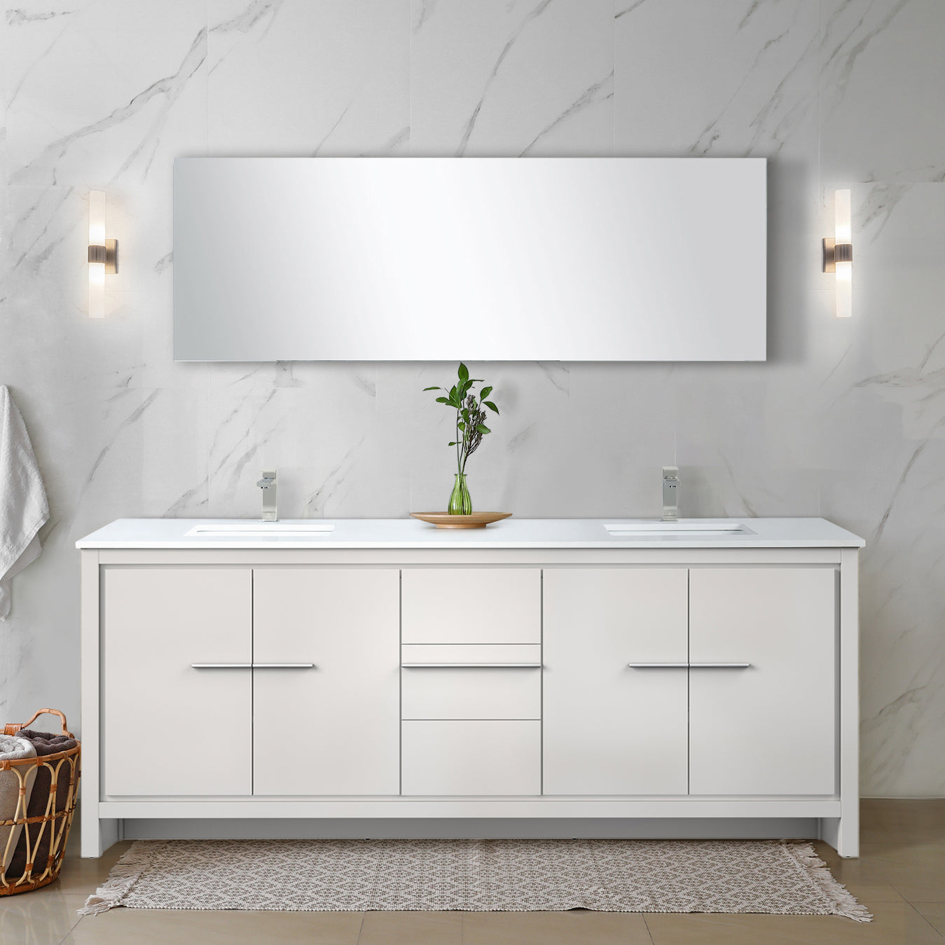 Lafarre 80 in W x 20 in D White Double Bath Vanity