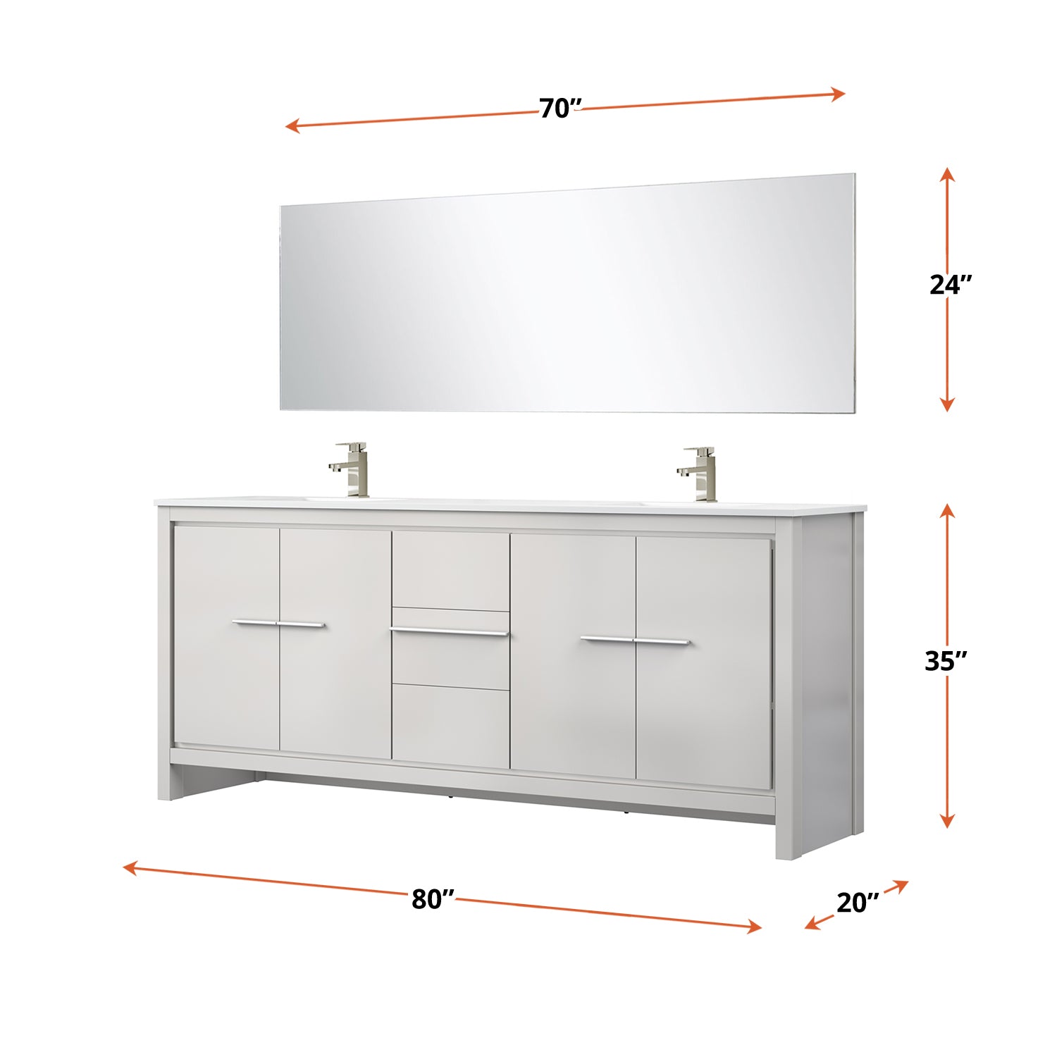 Lafarre 80 in W x 20 in D White Double Bath Vanity