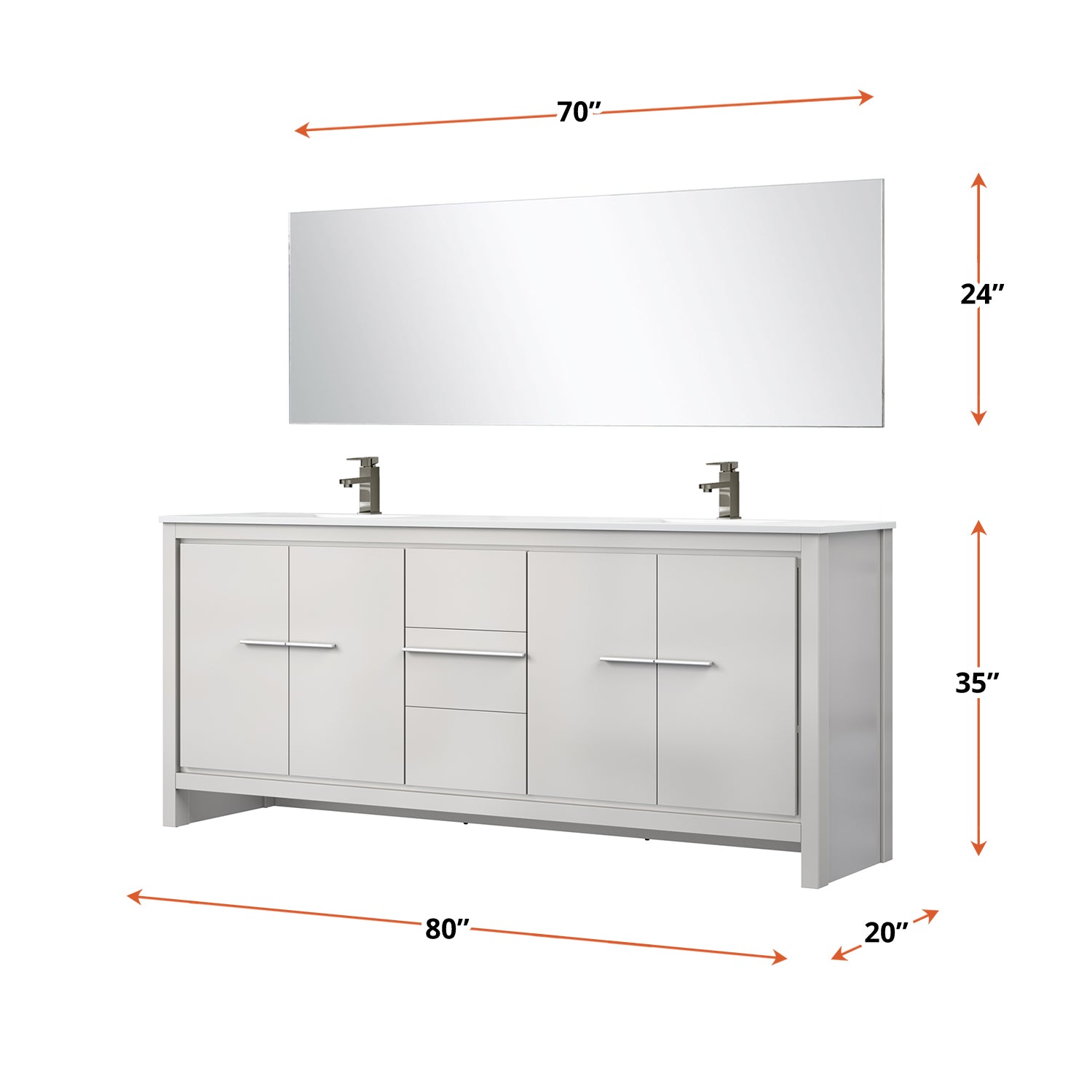 Lafarre 80 in W x 20 in D White Double Bath Vanity