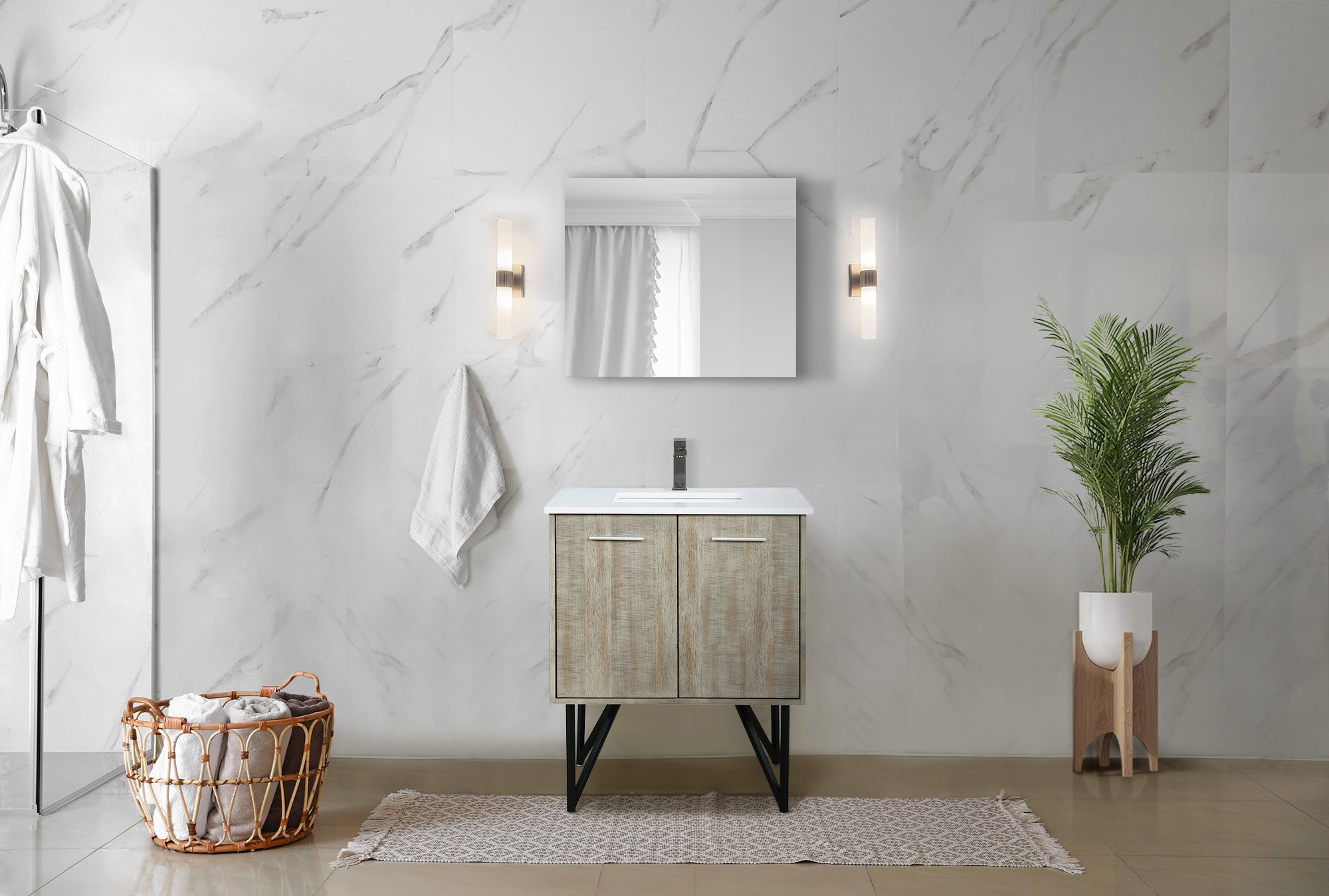 Lancy 30 in W x 20 in D Rustic Acacia Bath Vanity