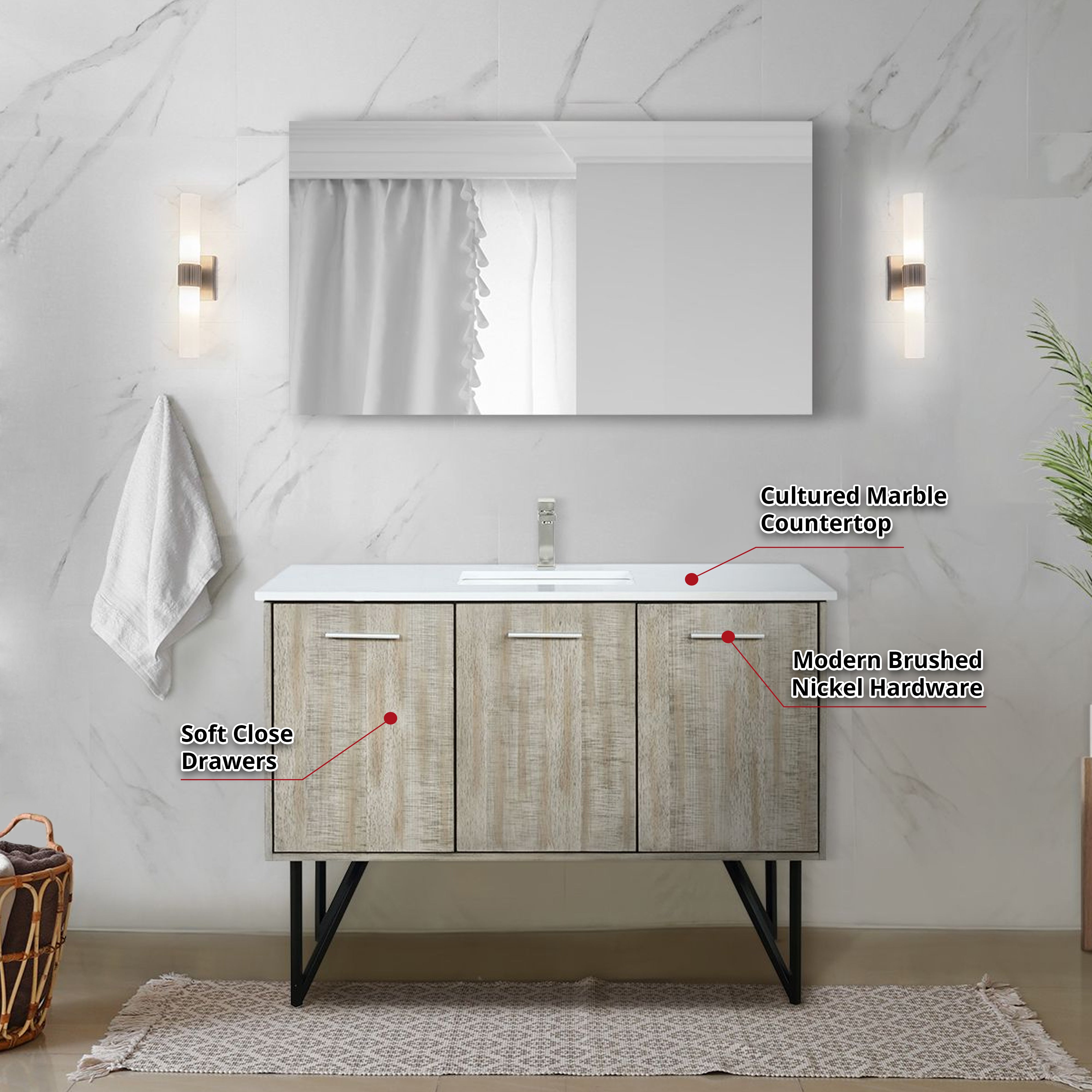 Lancy 48 in W x 20 in D Rustic Acacia Bath Vanity