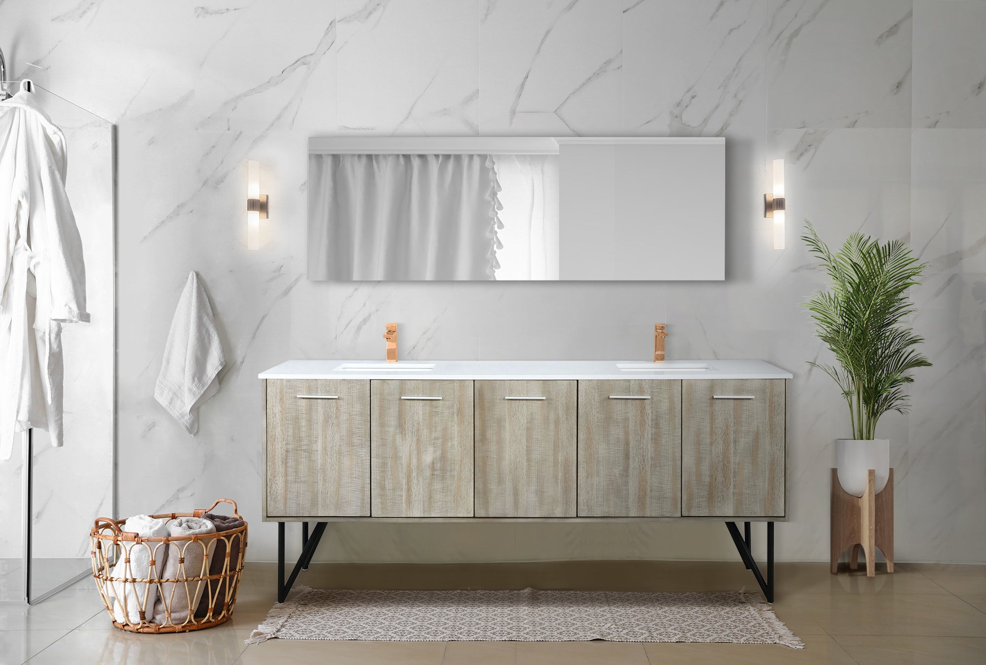 Lancy 80 in W x 20 in D Rustic Acacia Double Bath Vanity