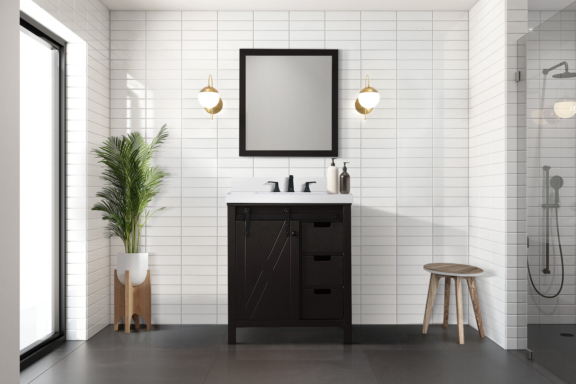Marsyas 30 in W x 22 in D Brown Bath Vanity
