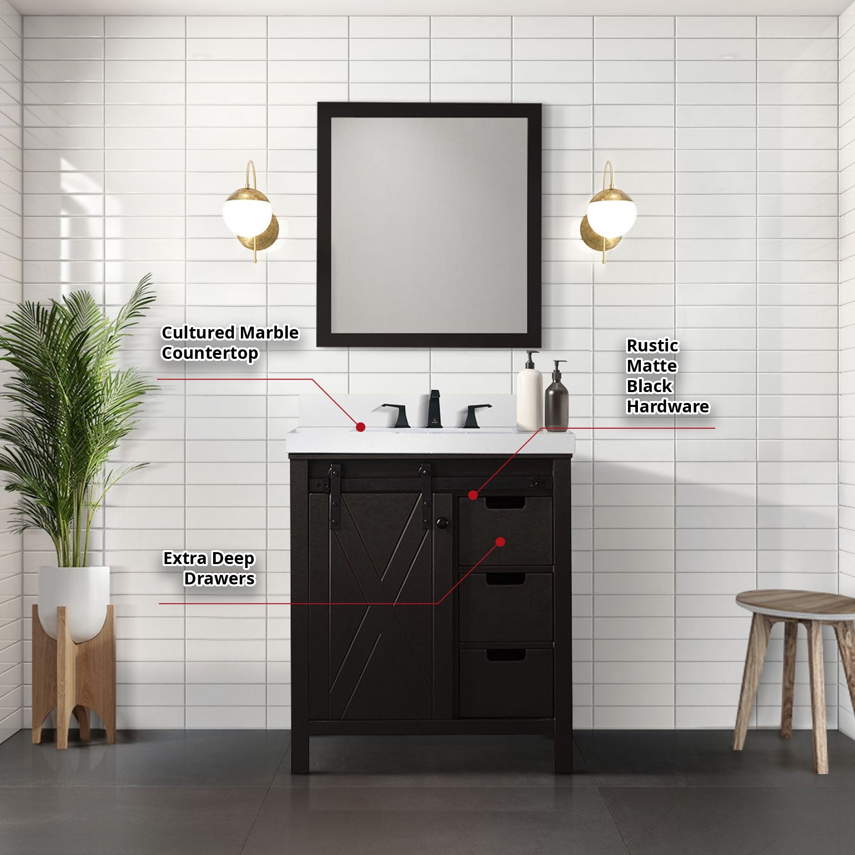 Marsyas 30 in W x 22 in D Brown Bath Vanity