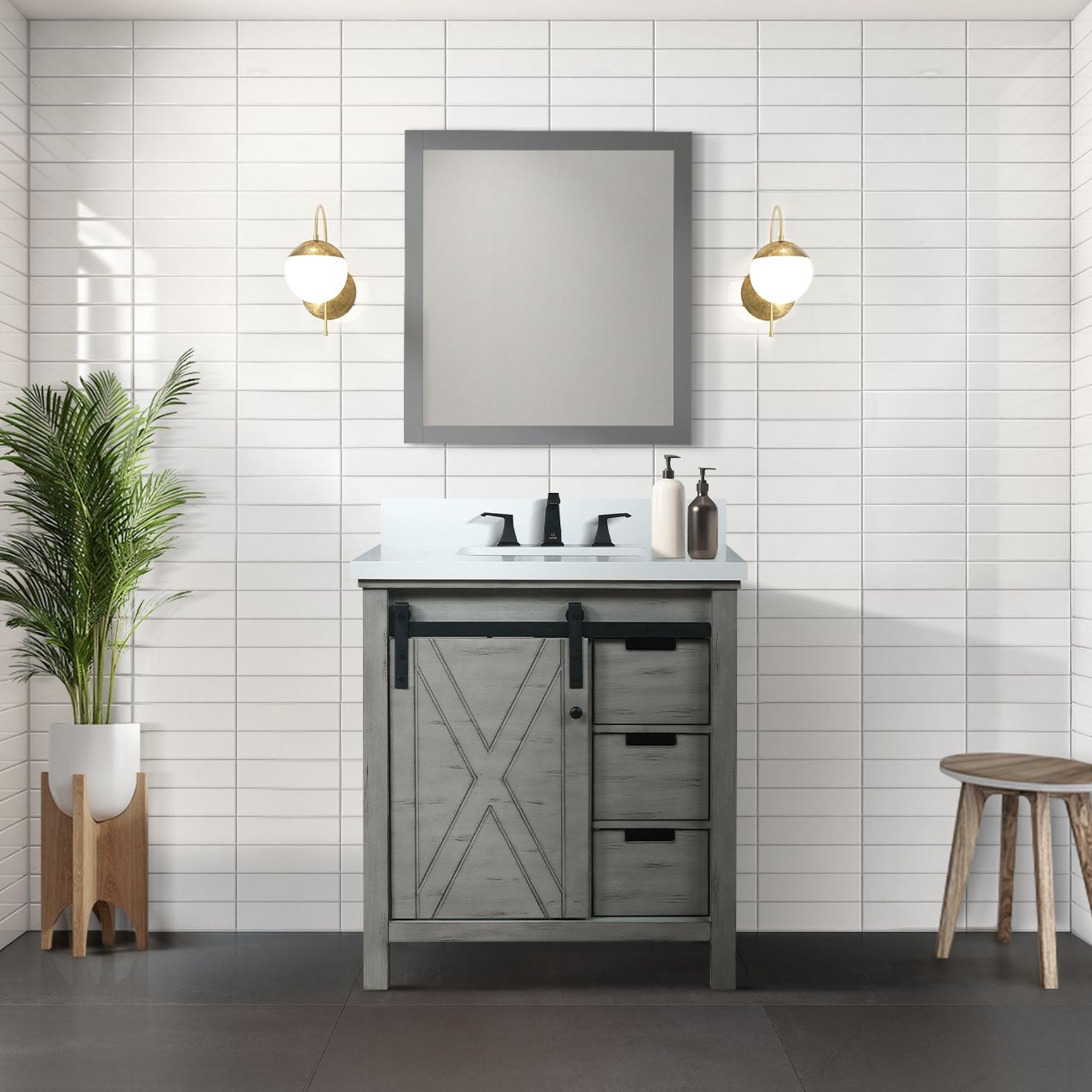 Marsyas 30 in W x 22 in D Ash Grey Bath Vanity