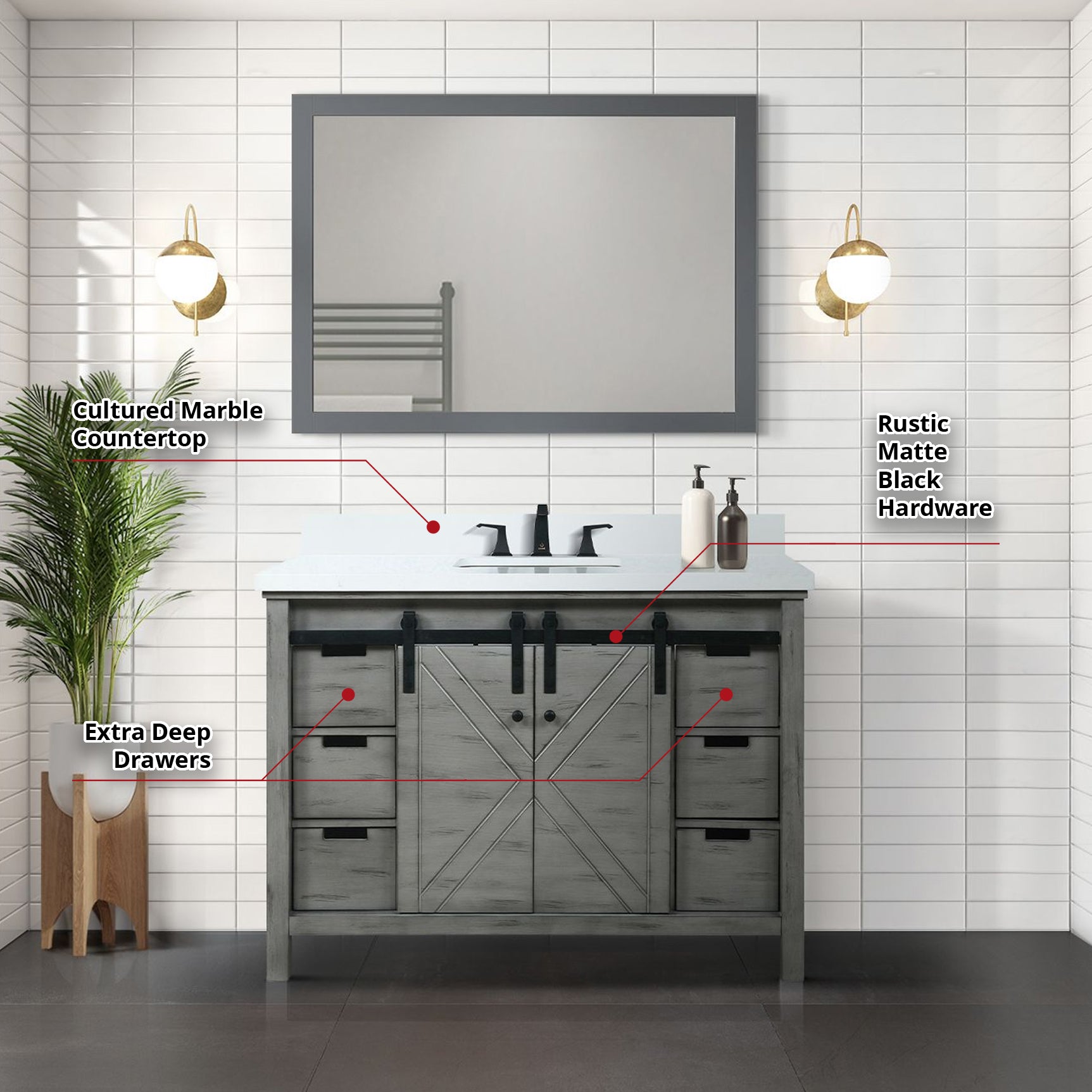 Marsyas 48 in W x 22 in D Ash Grey Bath Vanity