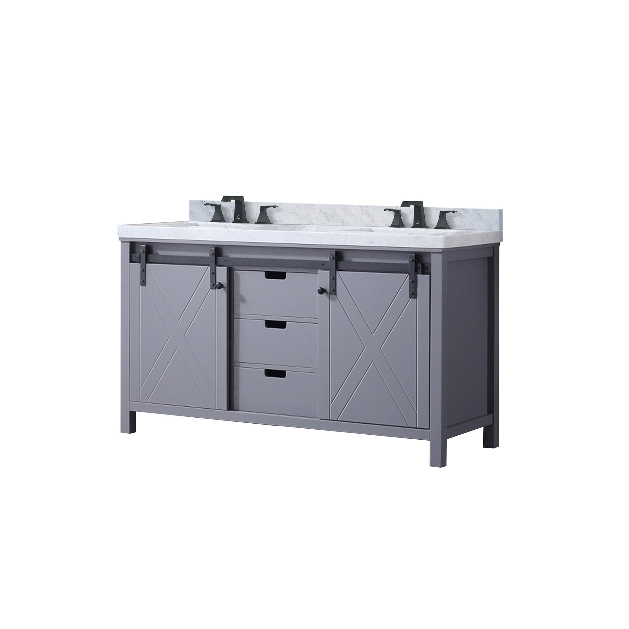 Marsyas 60 in W x 22 in D Dark Grey Double Bath Vanity