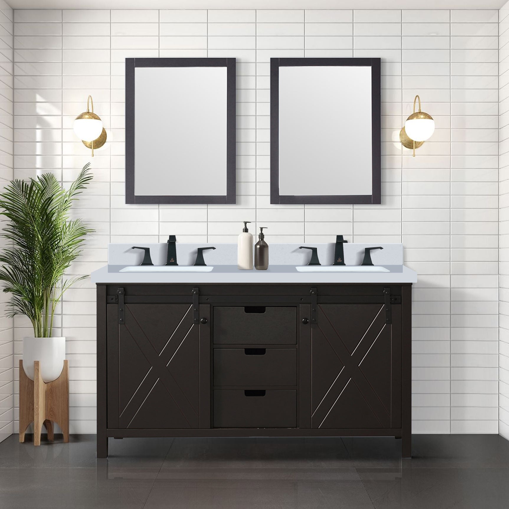 Marsyas 60 in W x 22 in D Brown Double Bath Vanity