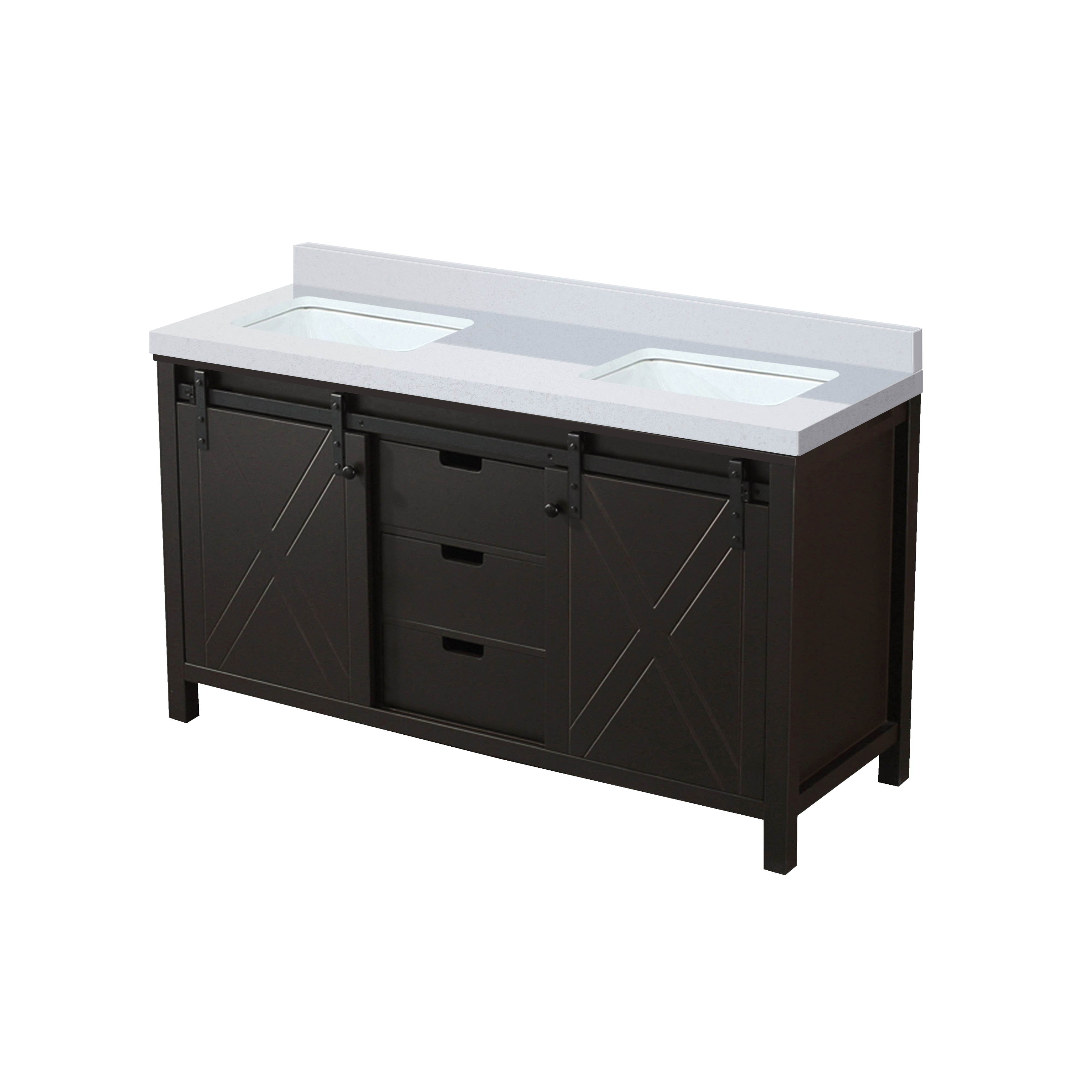 Marsyas 60 in W x 22 in D Brown Double Bath Vanity