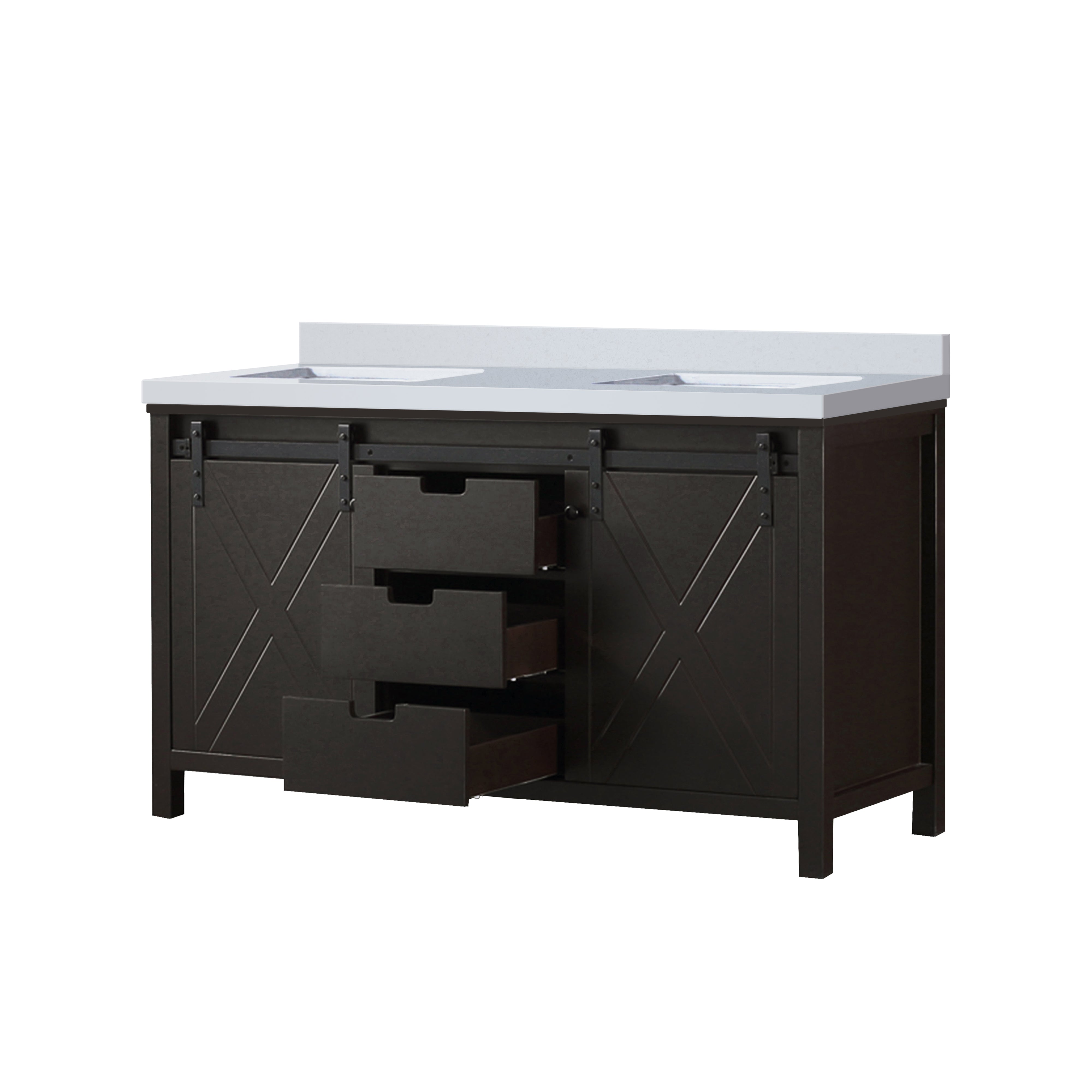Marsyas 60 in W x 22 in D Brown Double Bath Vanity