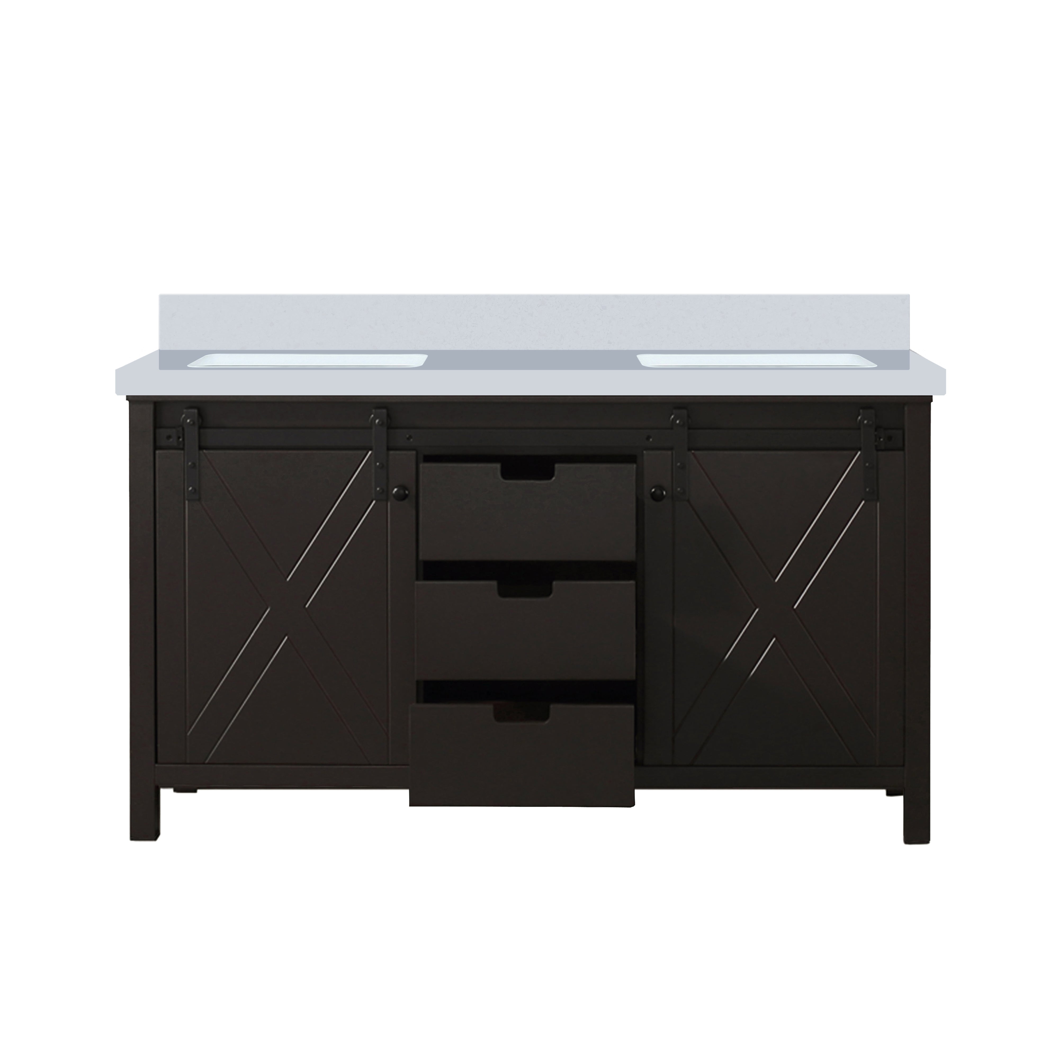Marsyas 60 in W x 22 in D Brown Double Bath Vanity