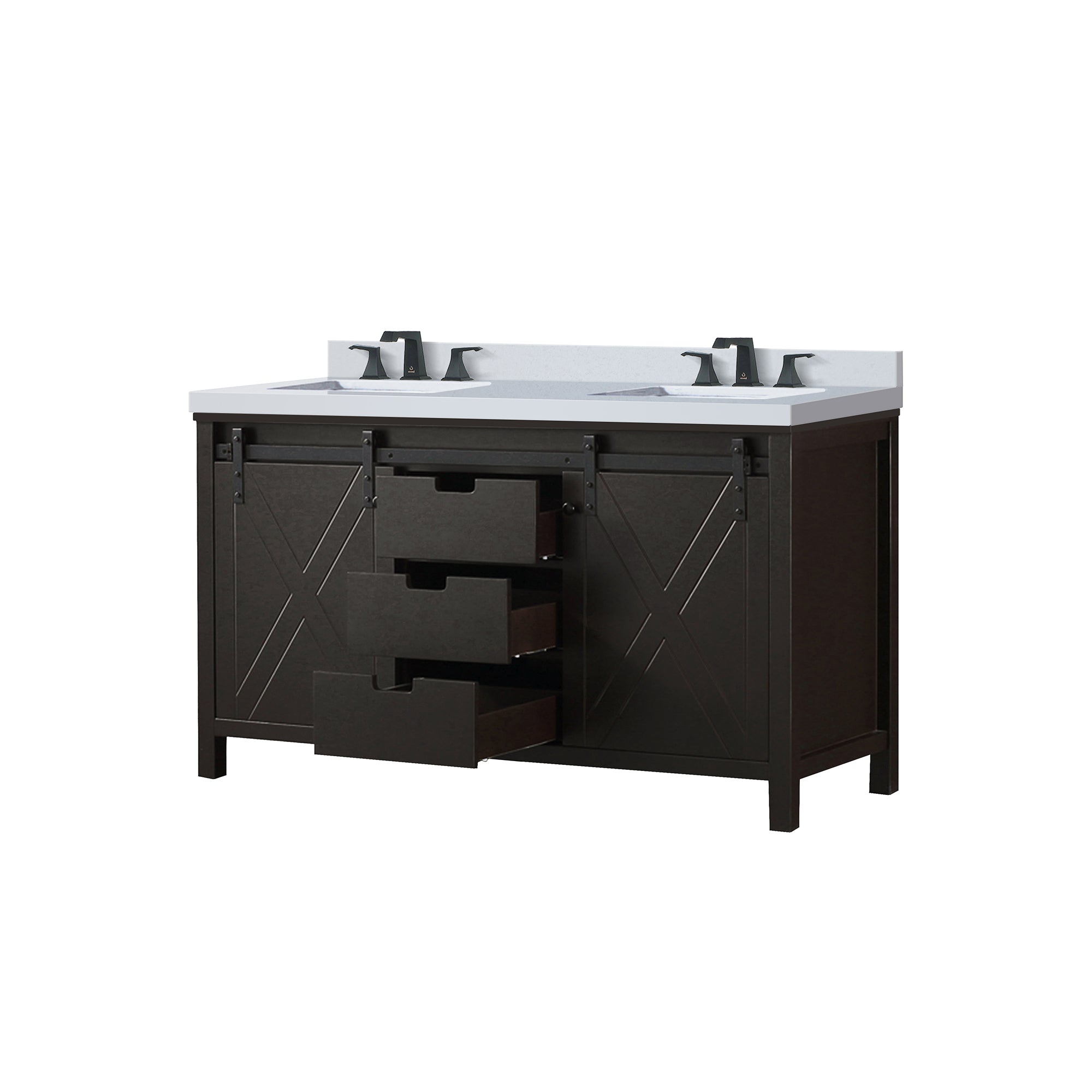 Marsyas 60 in W x 22 in D Brown Double Bath Vanity