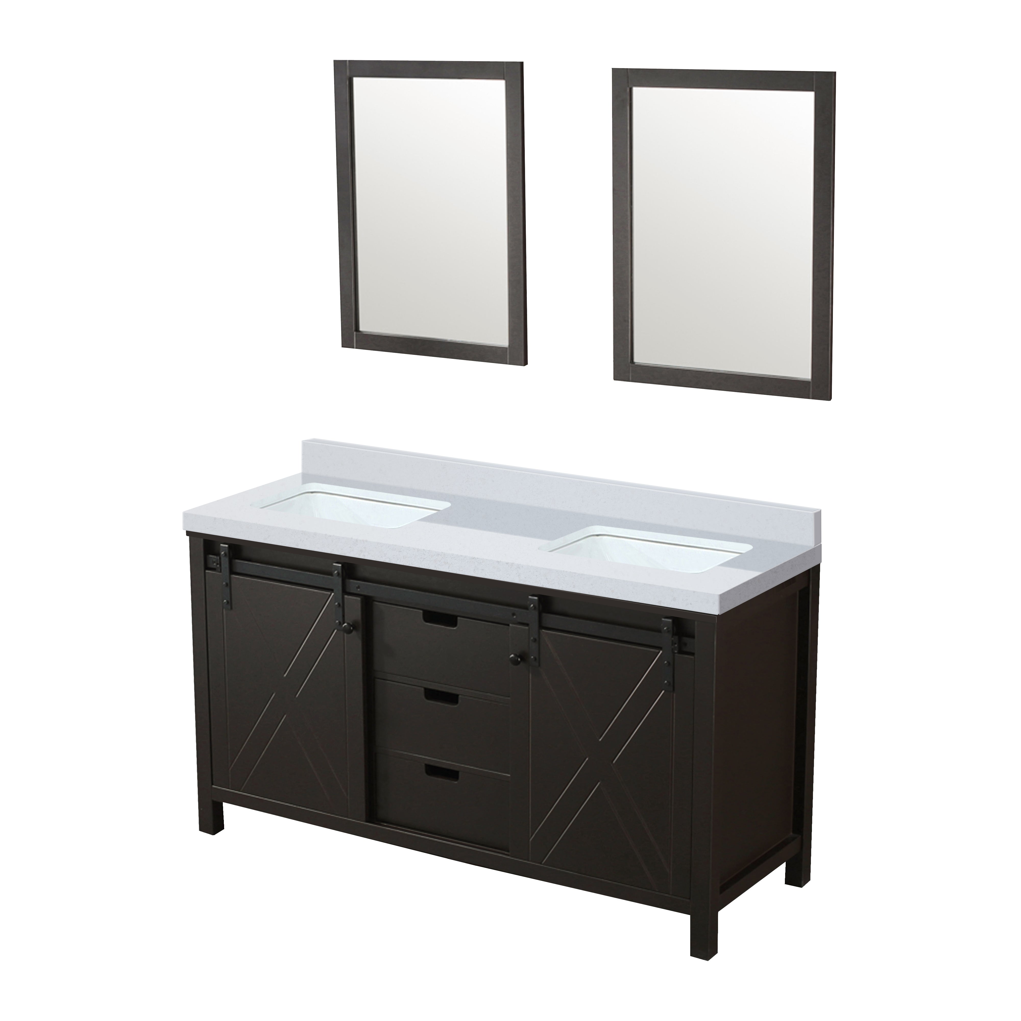 Marsyas 60 in W x 22 in D Brown Double Bath Vanity