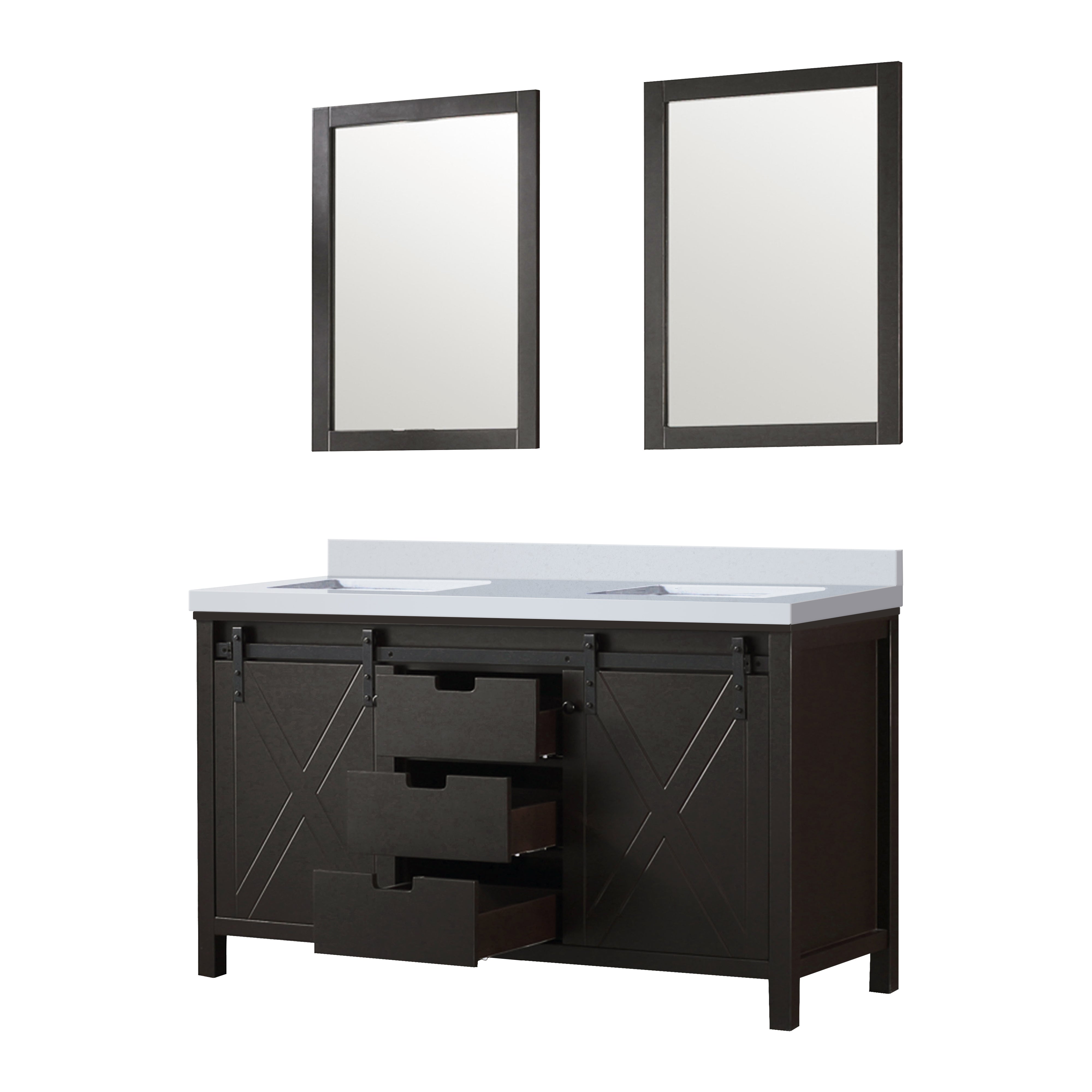 Marsyas 60 in W x 22 in D Brown Double Bath Vanity