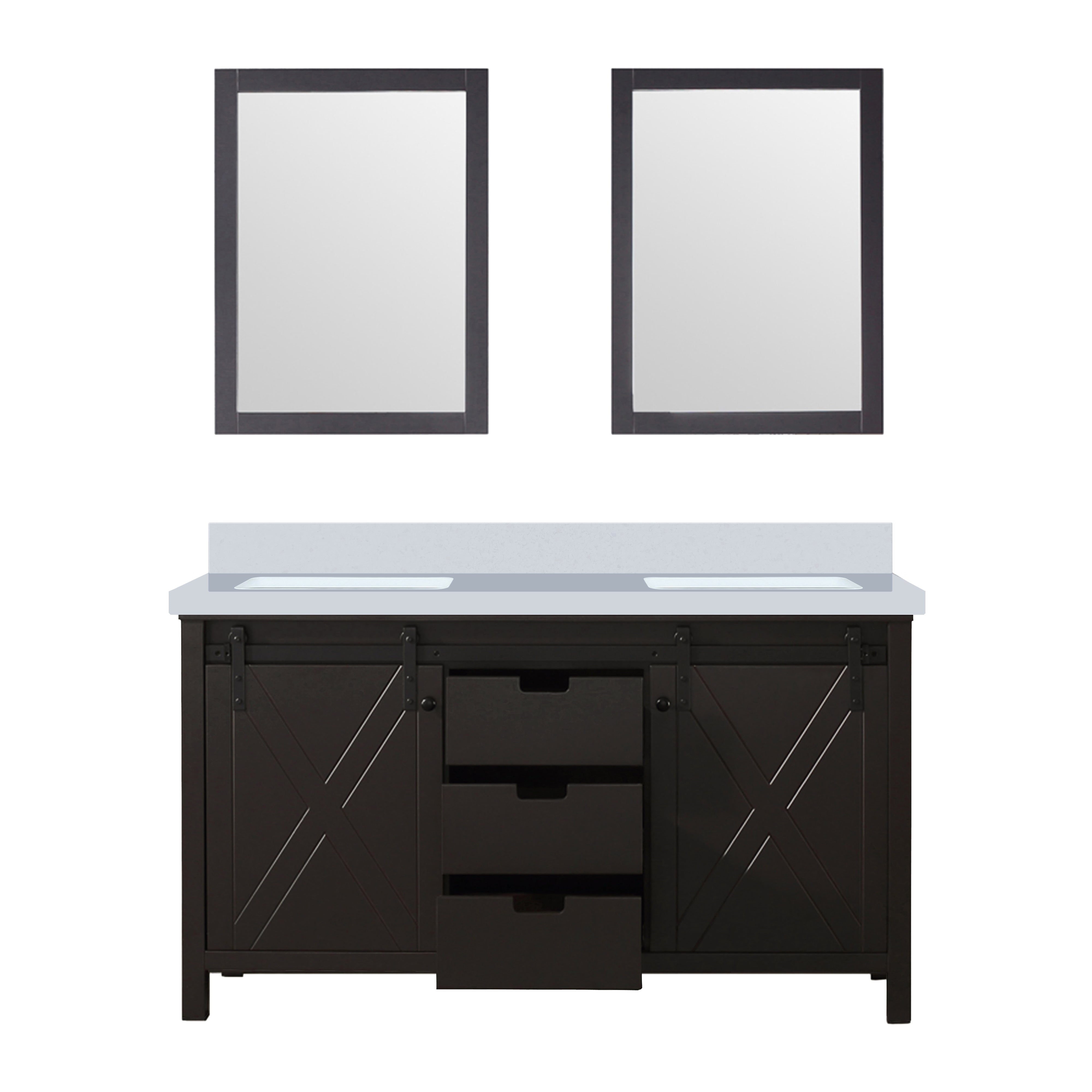 Marsyas 60 in W x 22 in D Brown Double Bath Vanity